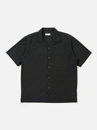 Black Broadcloth Camp Shirt