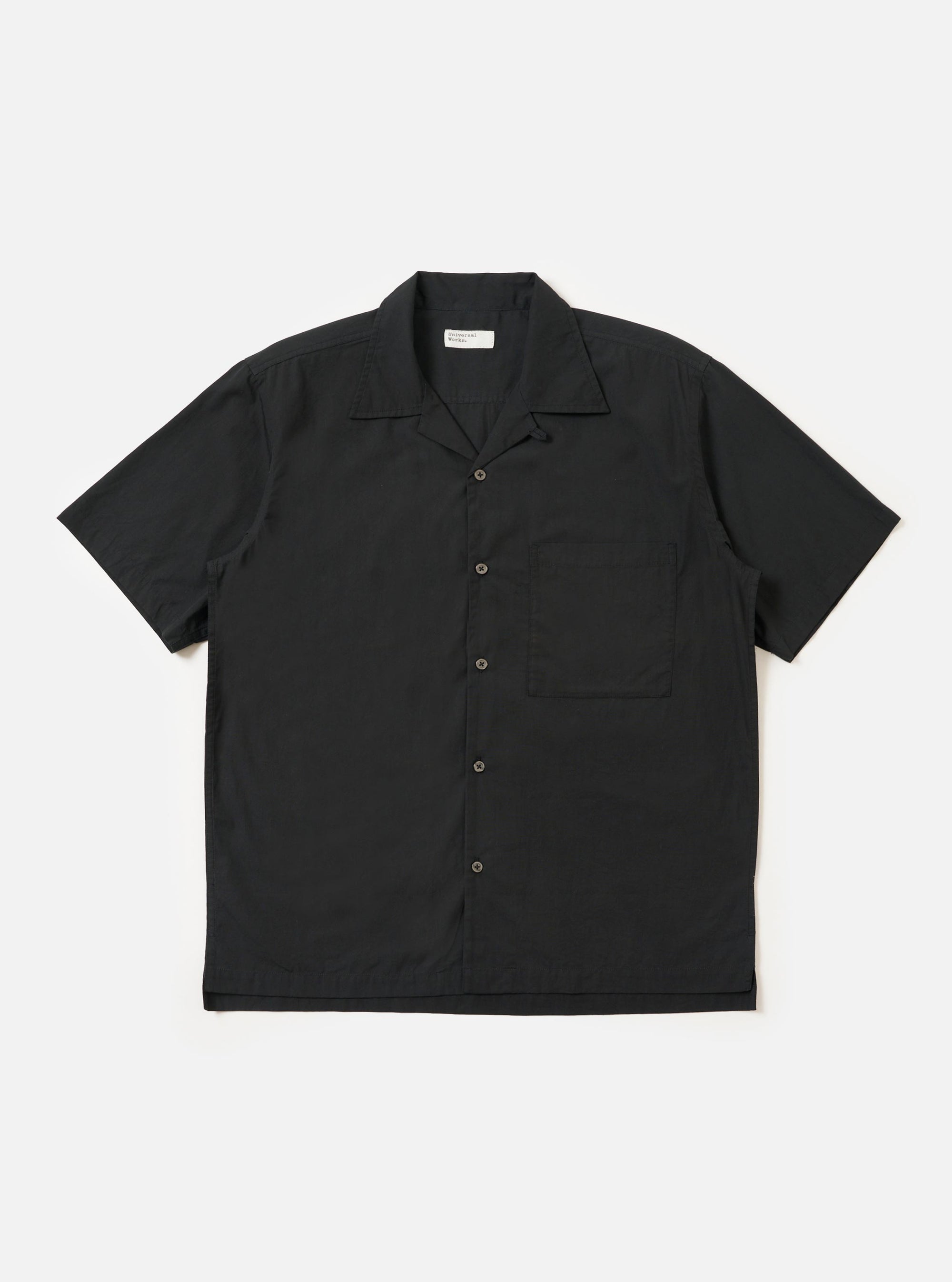 Black Broadcloth Camp Shirt
