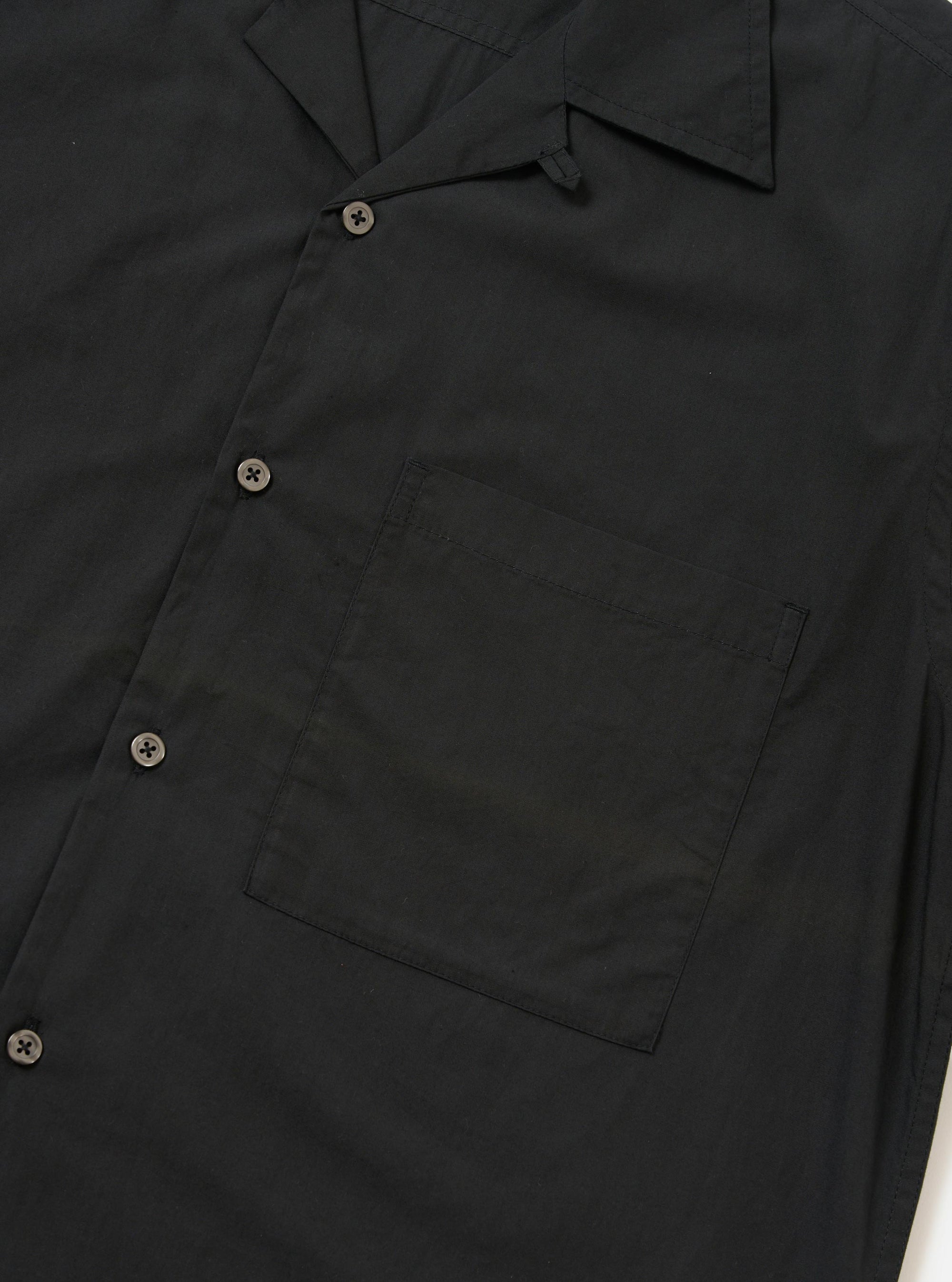 Black Broadcloth Camp Shirt