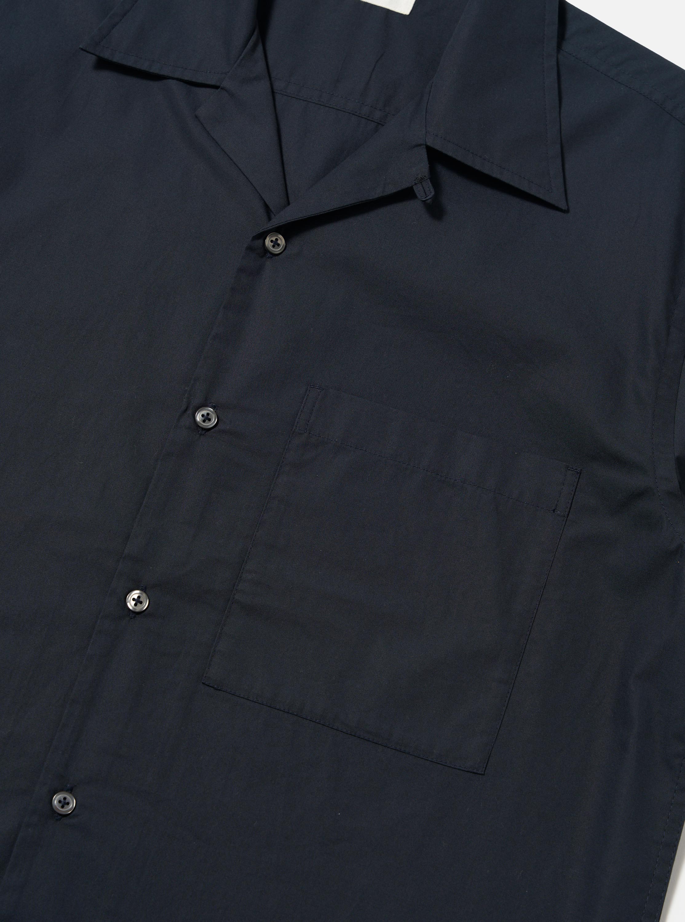 Men's Navy Cotton Camp Collar Shirt – Universal Works