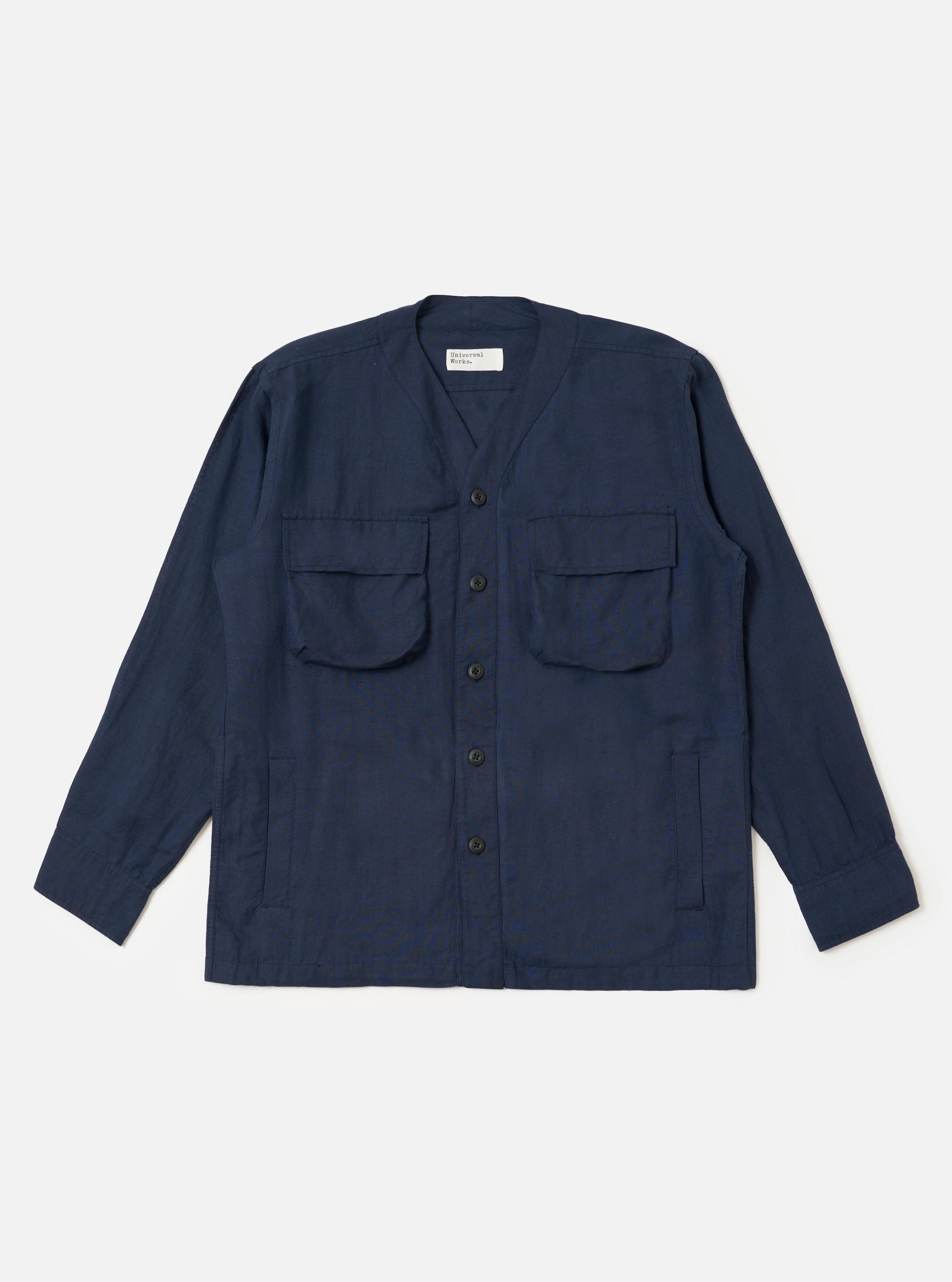 Navy Linen Cotton Shirting Parachute Shirt