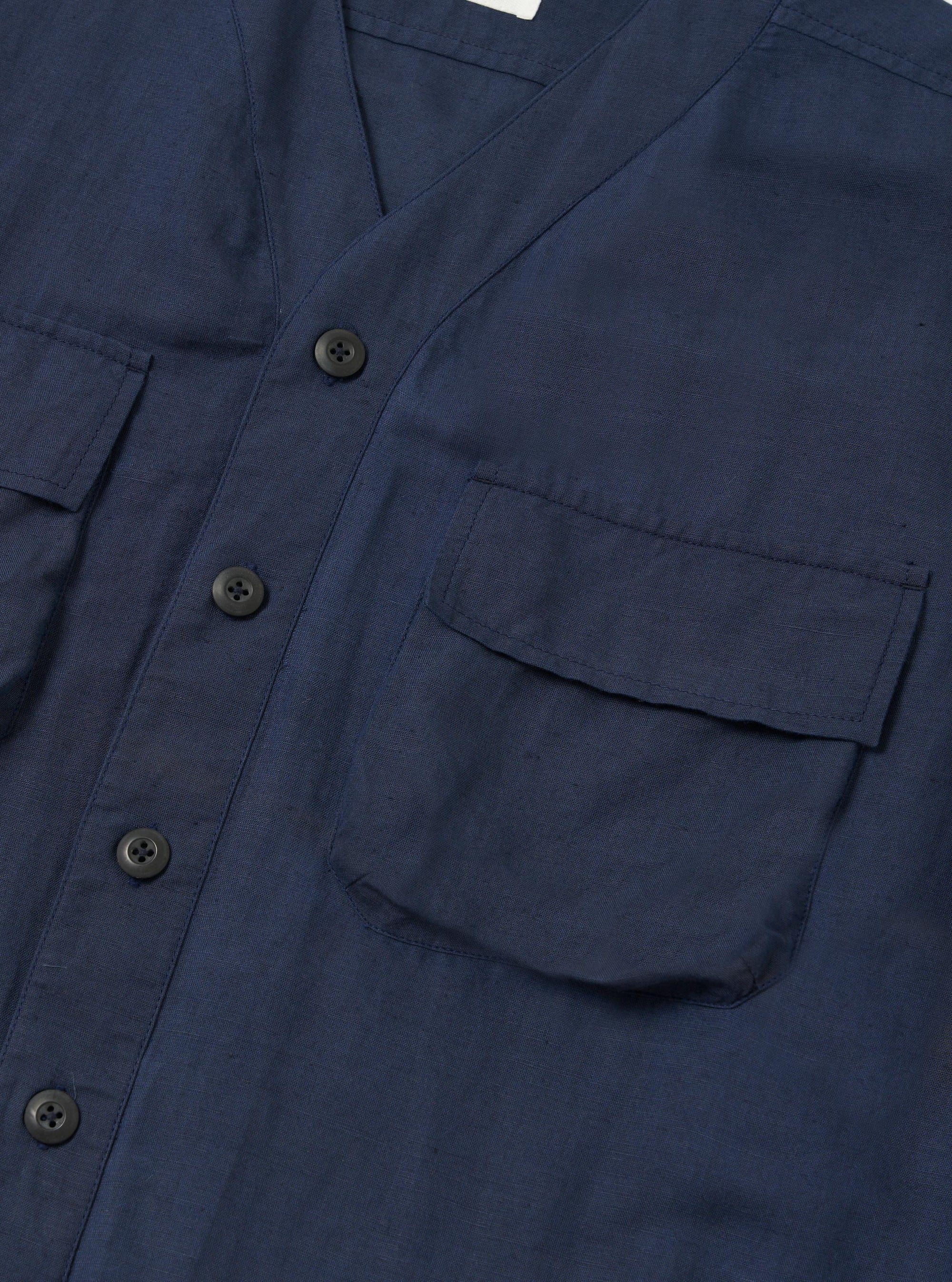 Navy Linen Cotton Shirting Parachute Shirt