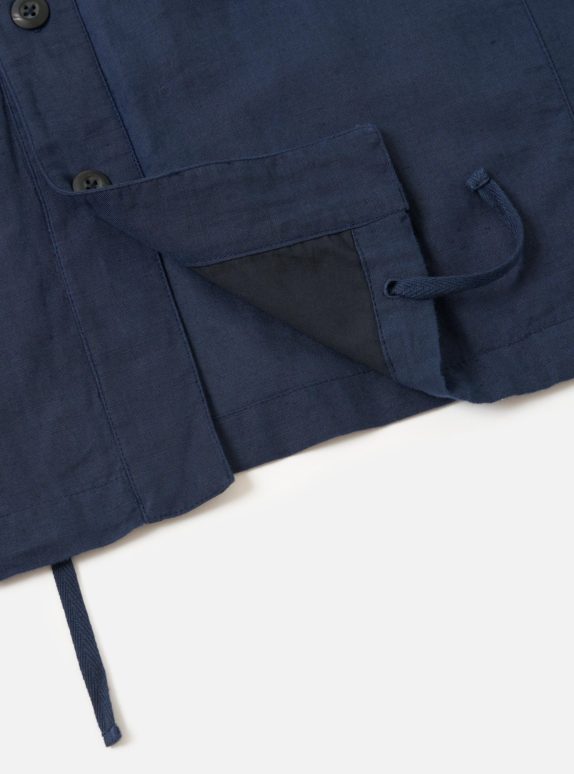 Navy Linen Cotton Shirting Parachute Shirt
