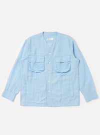 Pale Blue Linen Cotton Shirting Parachute Shirt