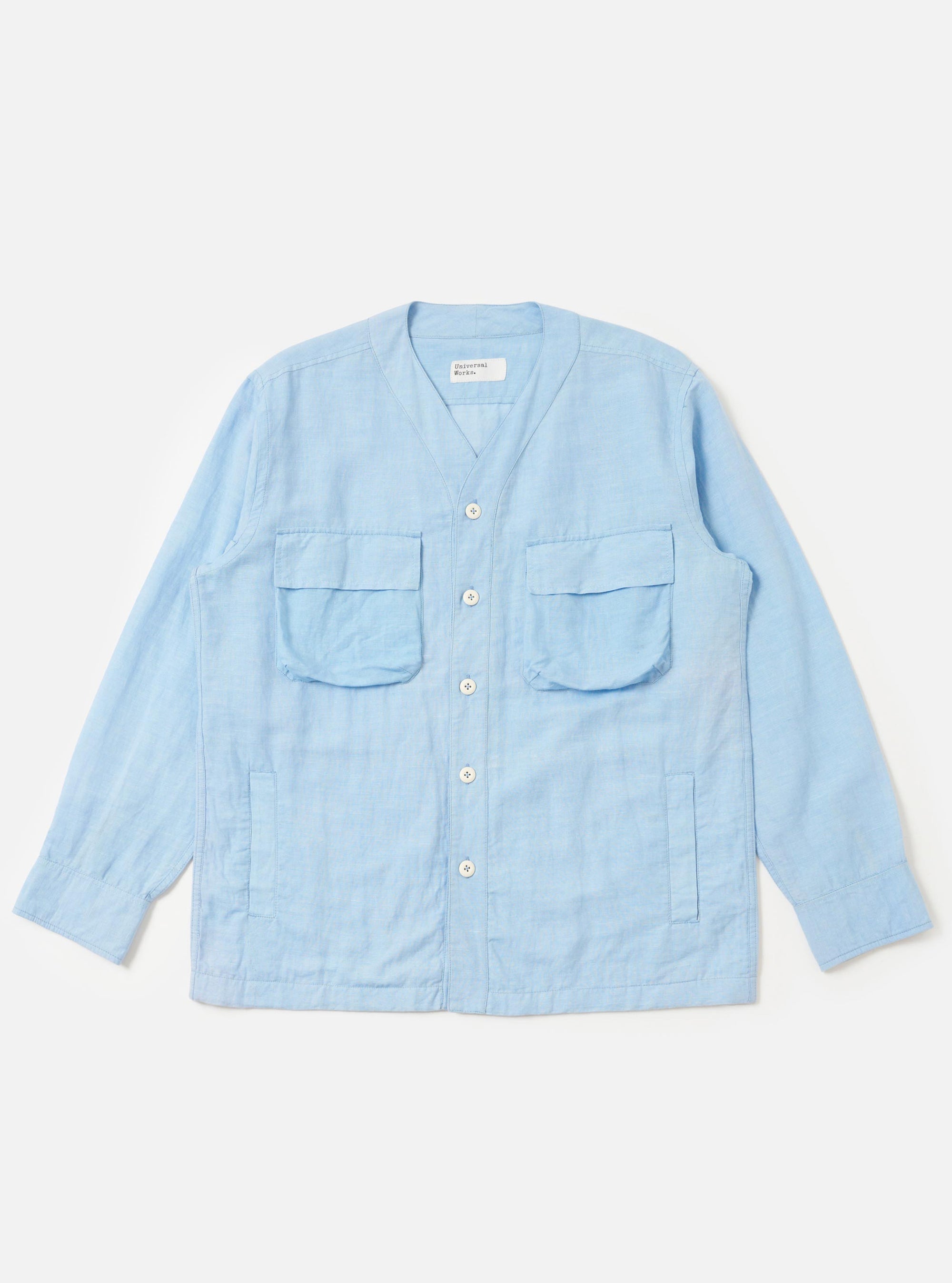 Pale Blue Linen Cotton Shirting Parachute Shirt