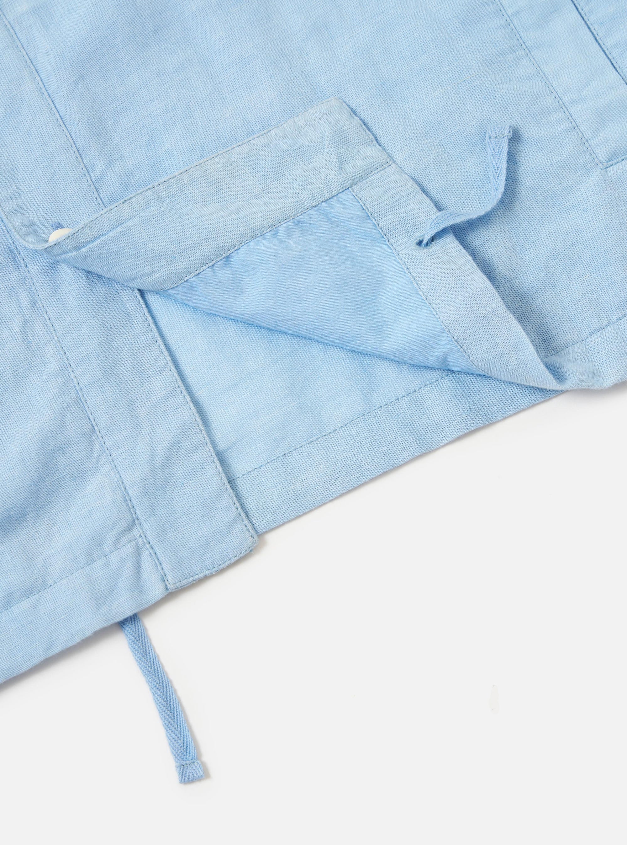 Pale Blue Linen Cotton Shirting Parachute Shirt