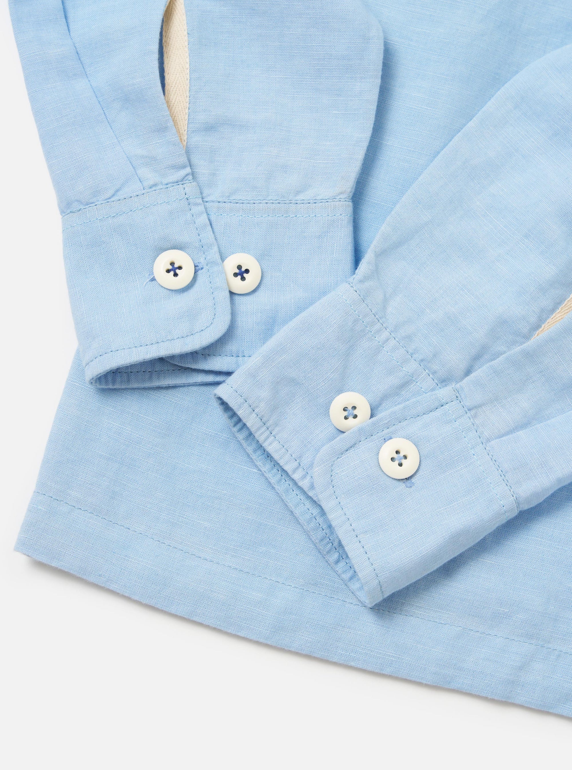 Pale Blue Linen Cotton Shirting Parachute Shirt