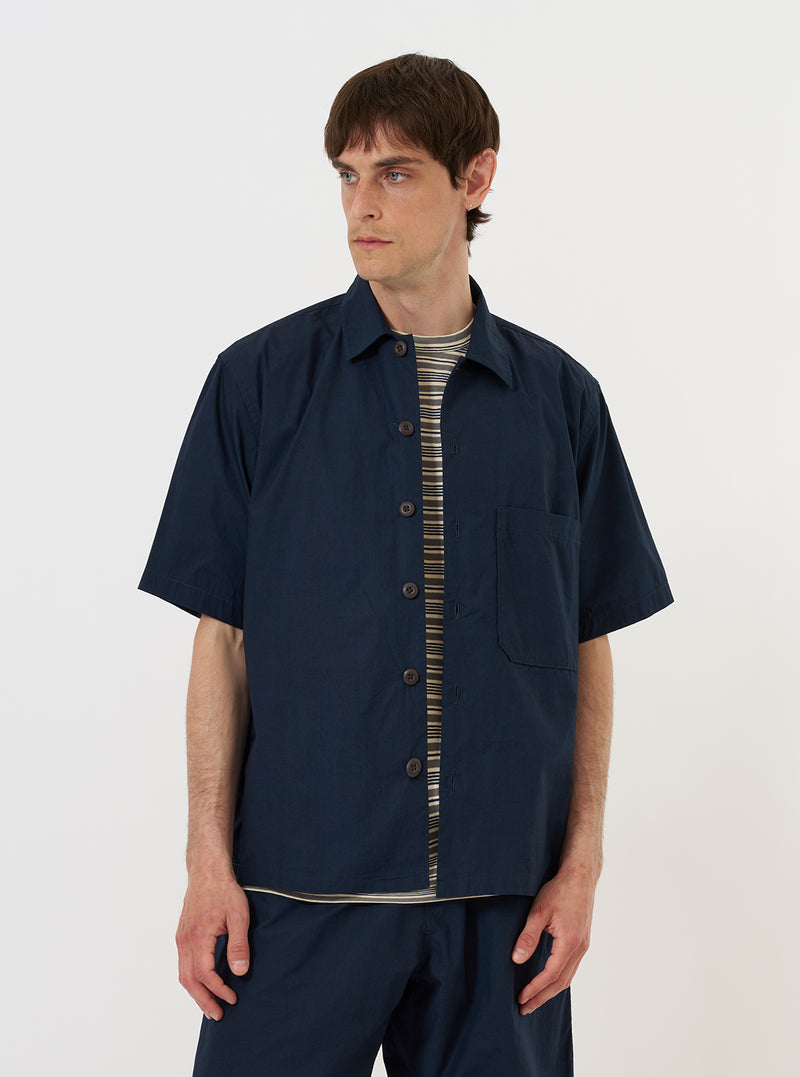 Navy Paper Touch Cotton S/S Fatigue Shirt