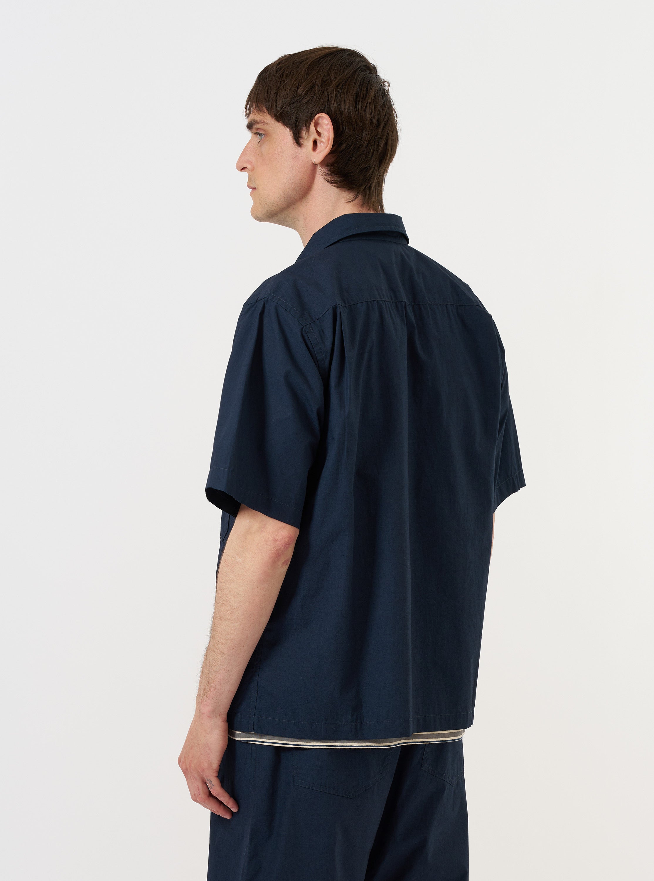 Men's Navy Paper Touch Cotton S/S Fatigue Shirt – Universal Works