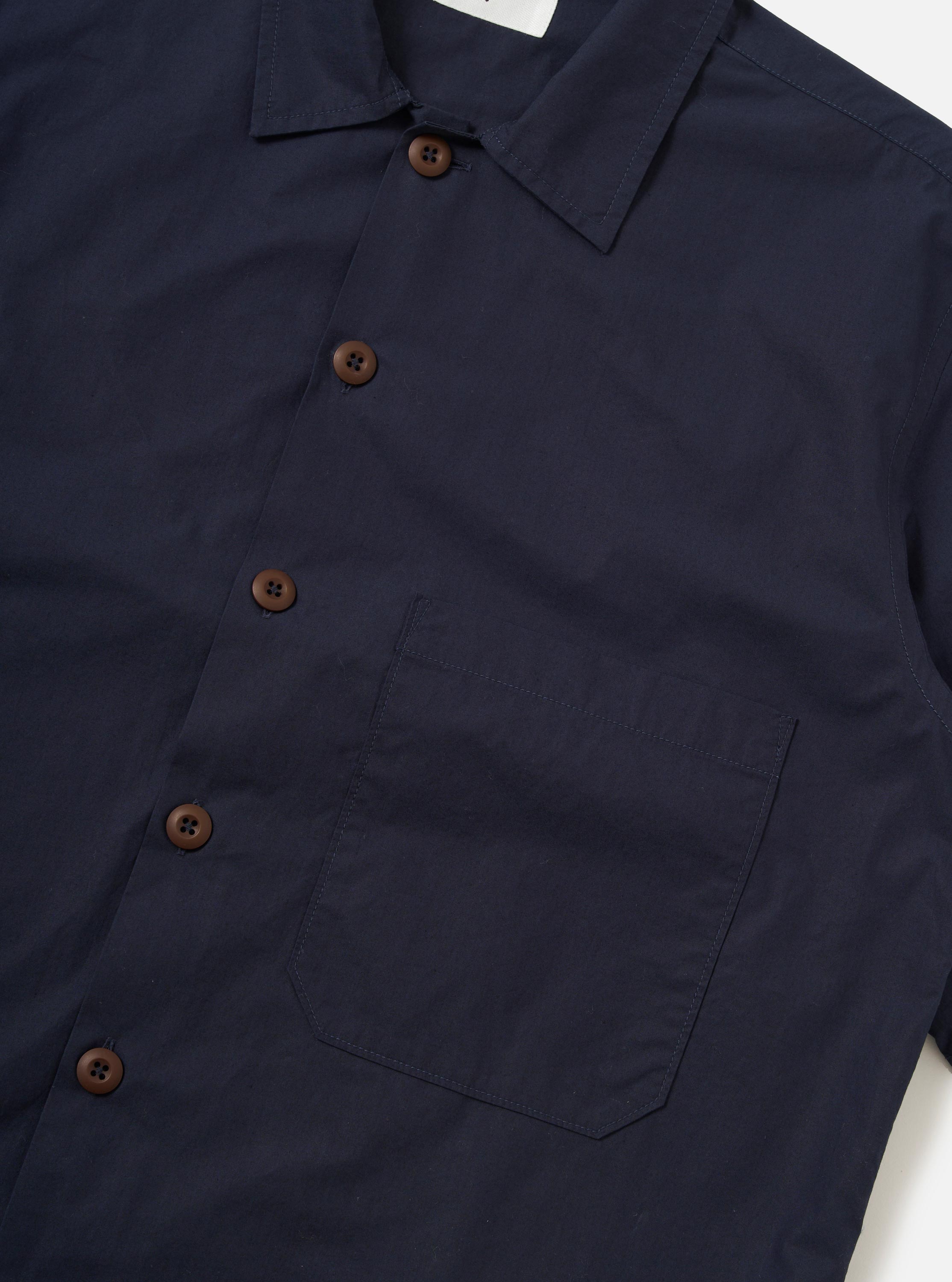 Men's Navy Paper Touch Cotton S/S Fatigue Shirt – Universal Works