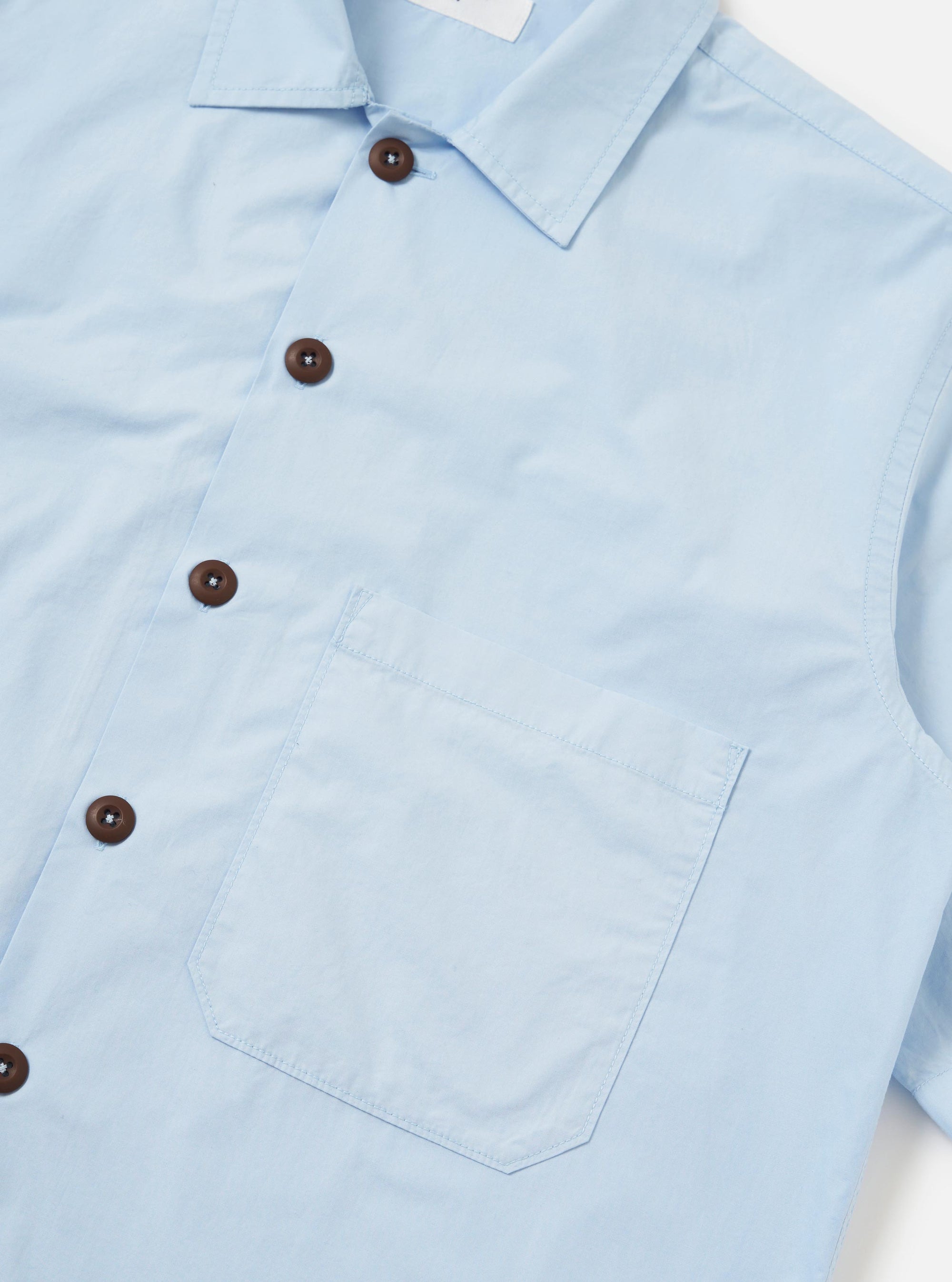 Sky Blue Paper Touch Cotton S/S Fatigue Shirt