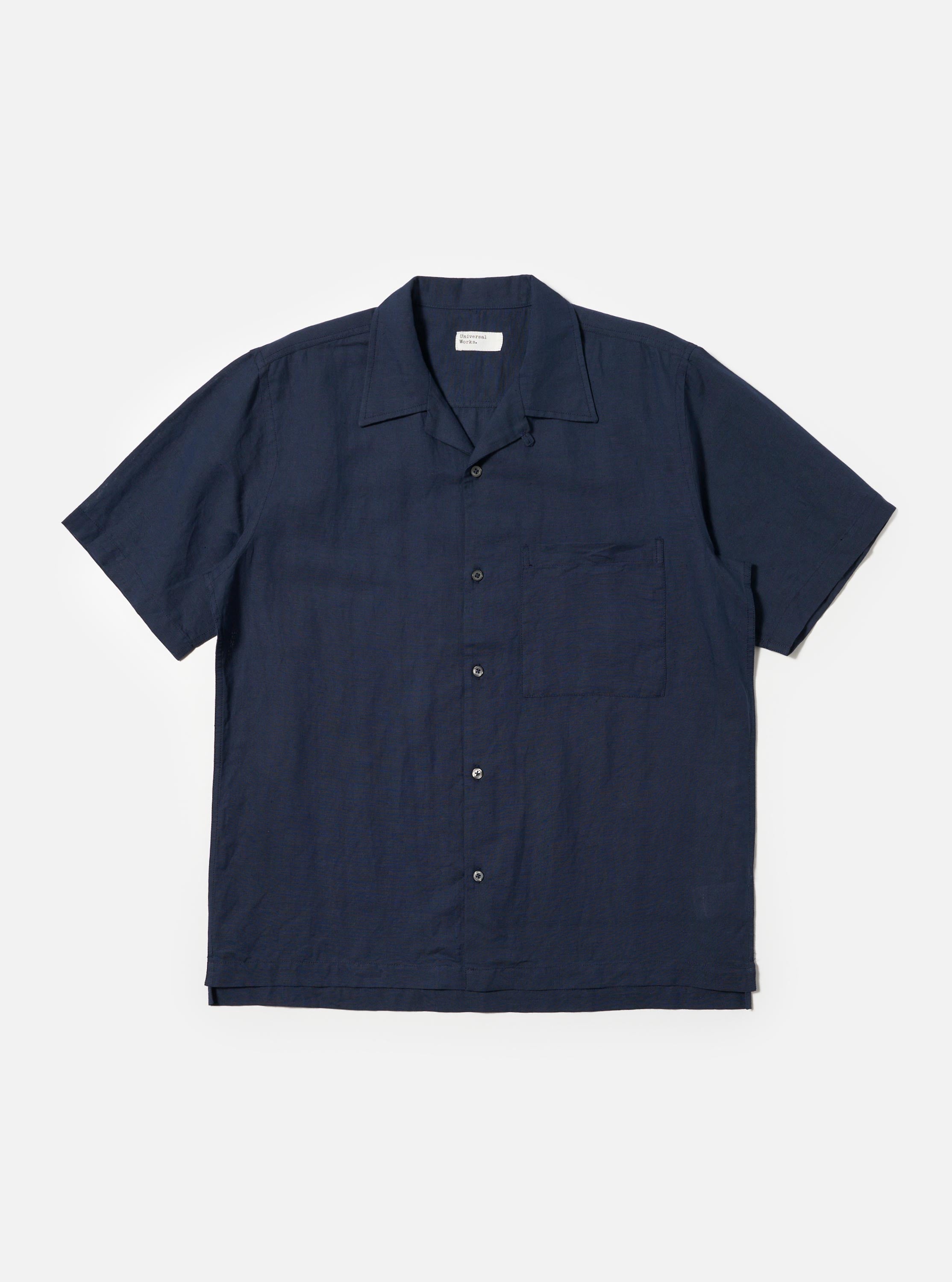 トップス MARKAWARE New Comfort Fit Shirt Navy 2 Men's Navy Linen Cotton Shirting Camp Collar Shirt – Universal Works