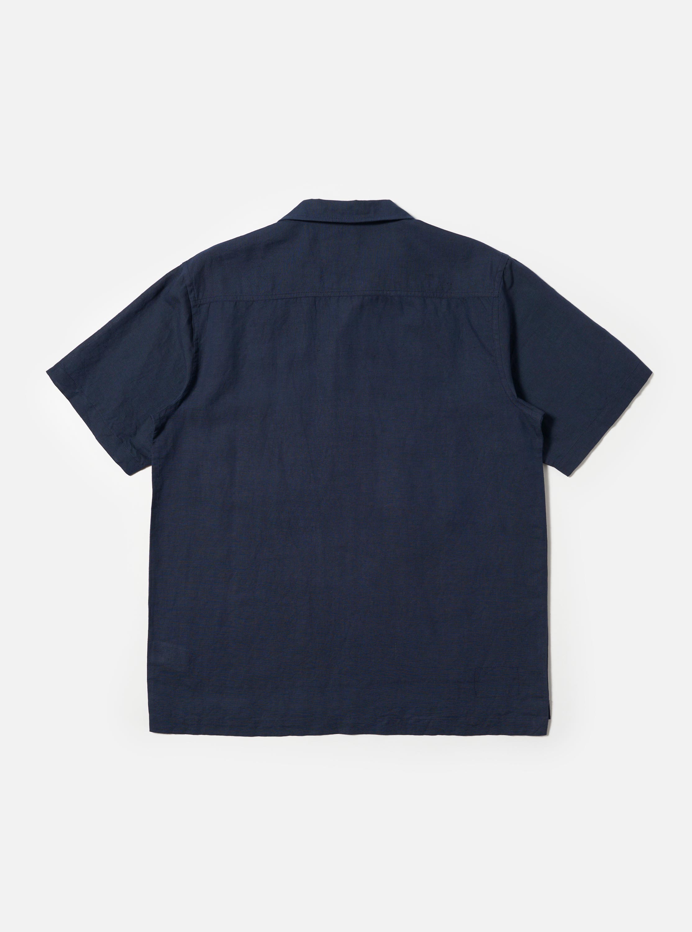 Men's Navy Linen Cotton Shirting Camp Collar Shirt – Universal Works