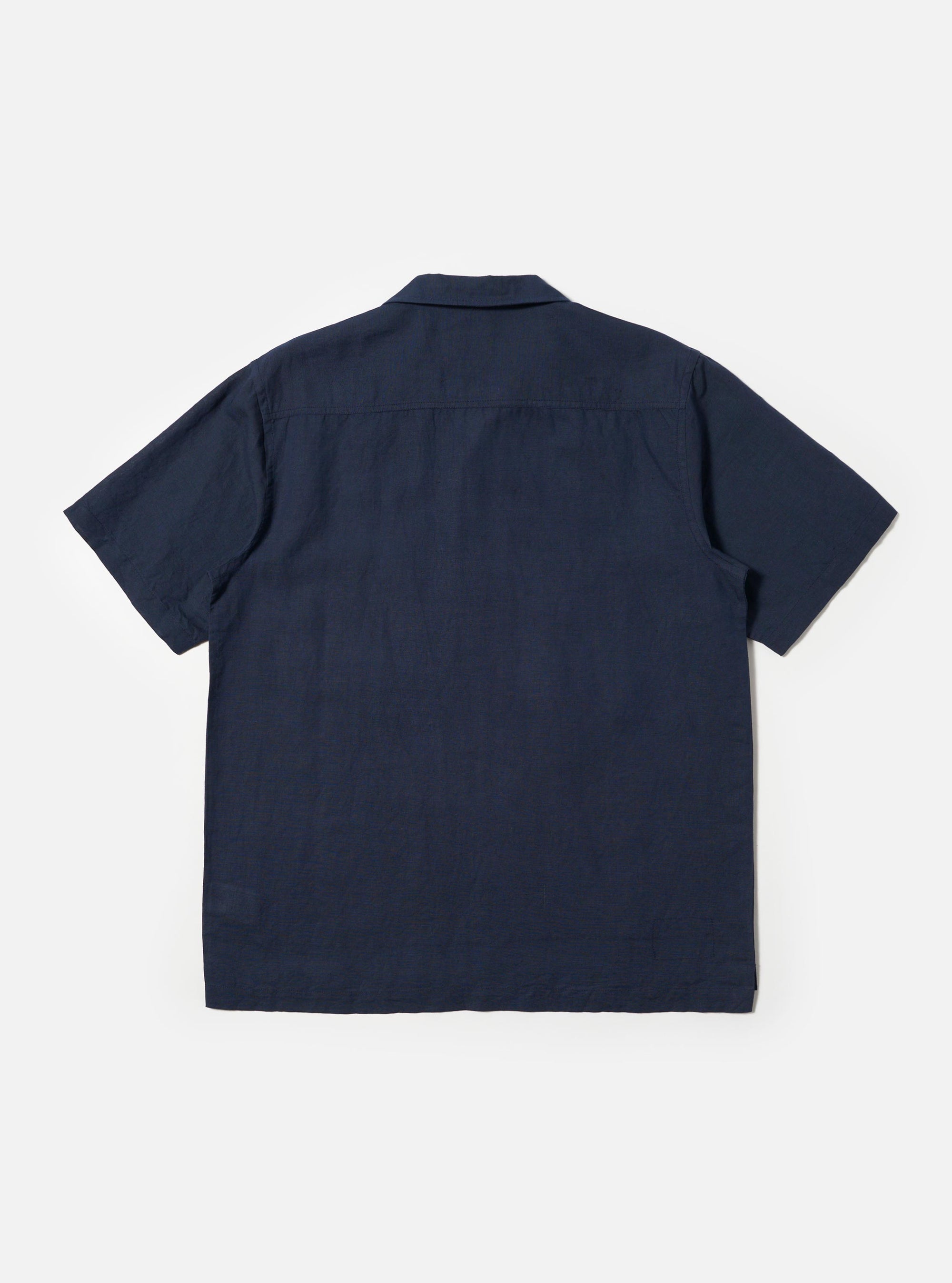 Navy Linen Cotton Shirting Camp Shirt
