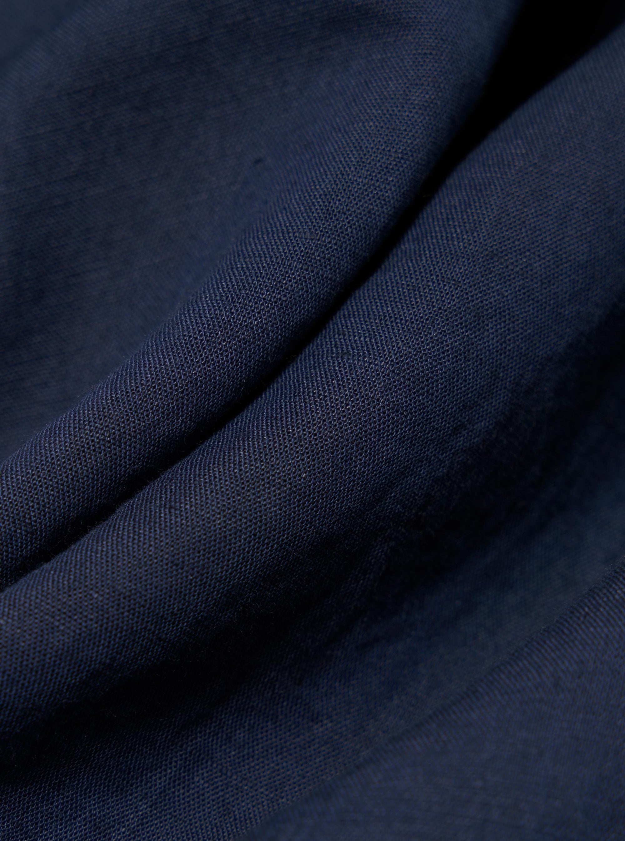 Navy Linen Cotton Shirting Camp Shirt