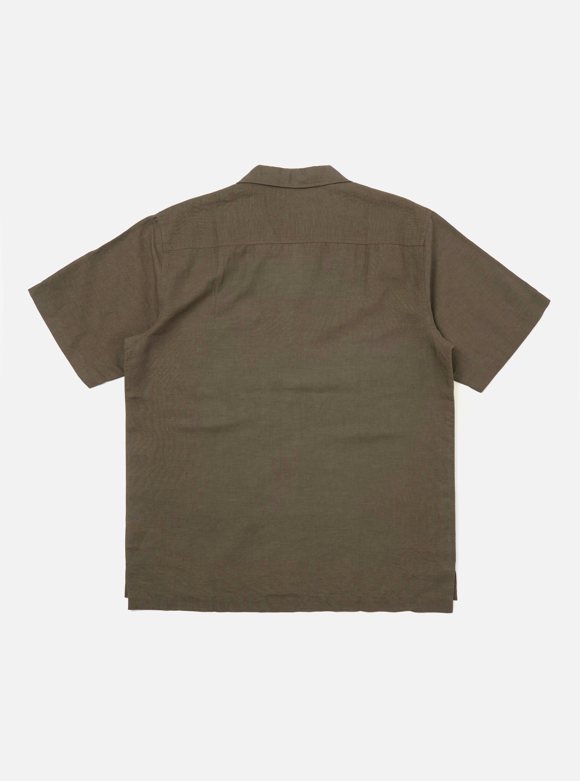 Olive Linen Cotton Shirting Camp Shirt