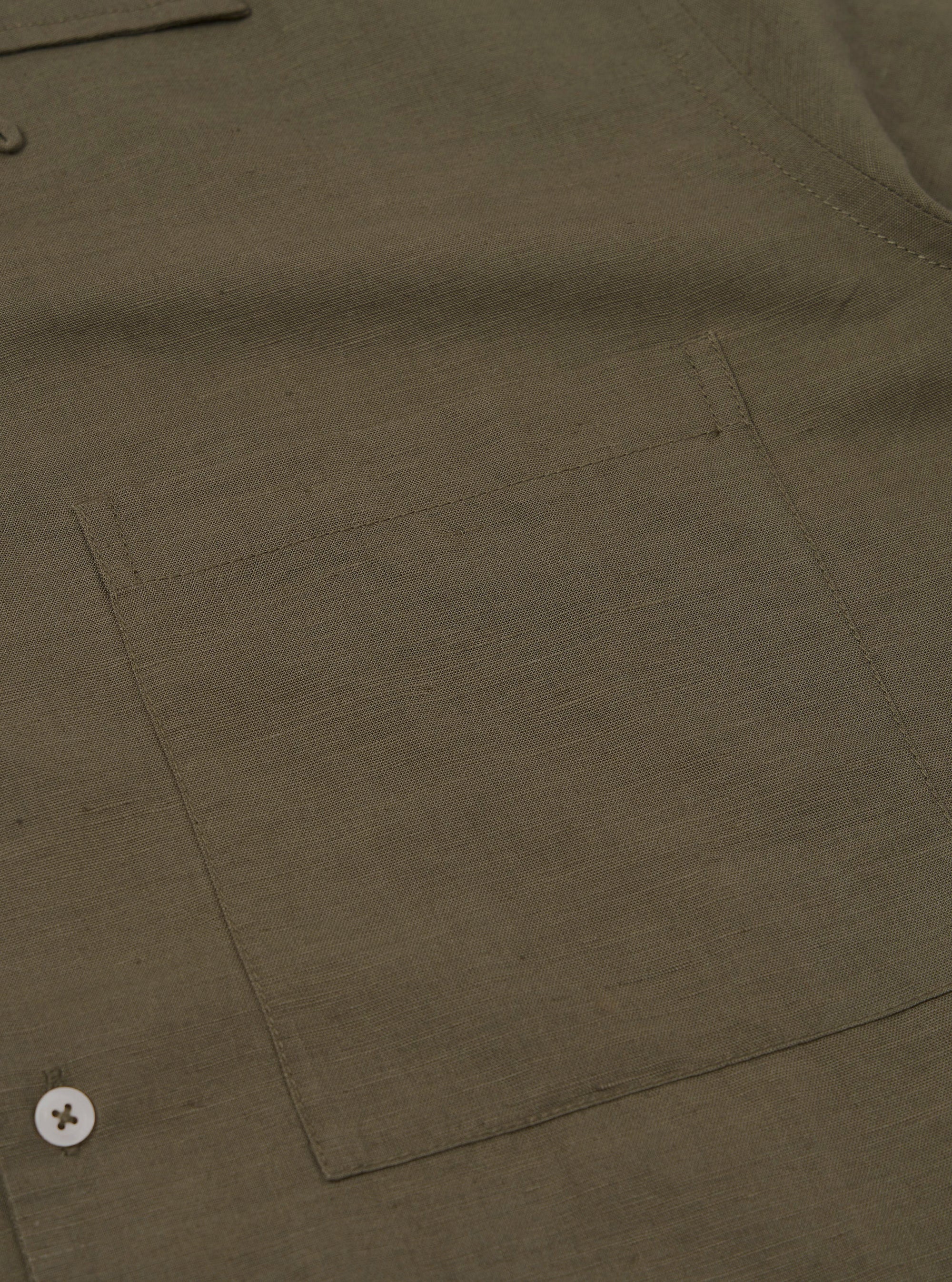 Olive Linen Cotton Shirting Camp Shirt