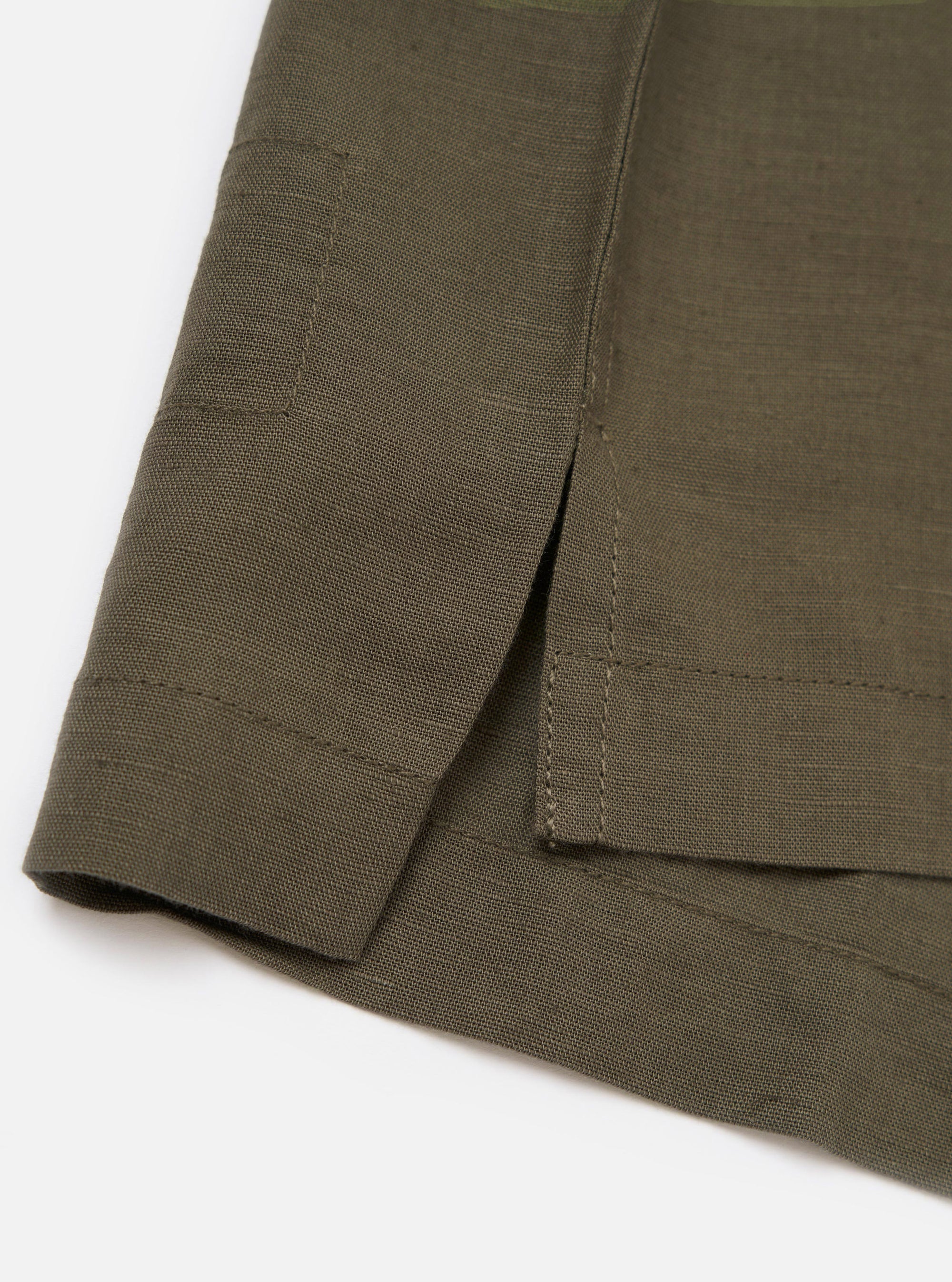 Olive Linen Cotton Shirting Camp Shirt