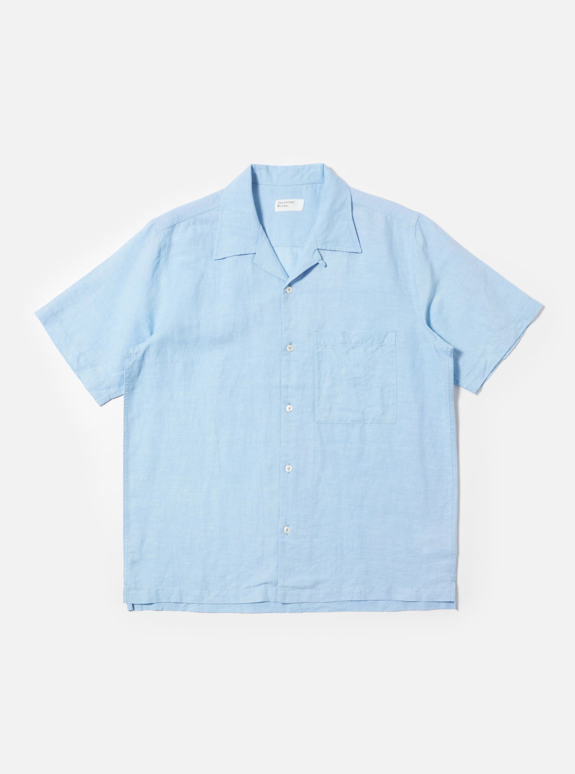 Pale Blue Linen Cotton Shirting Camp Shirt
