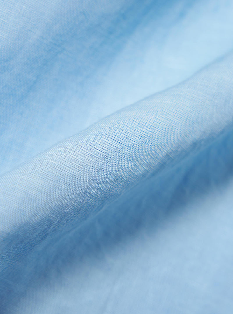 Pale Blue Linen Cotton Shirting Camp Shirt
