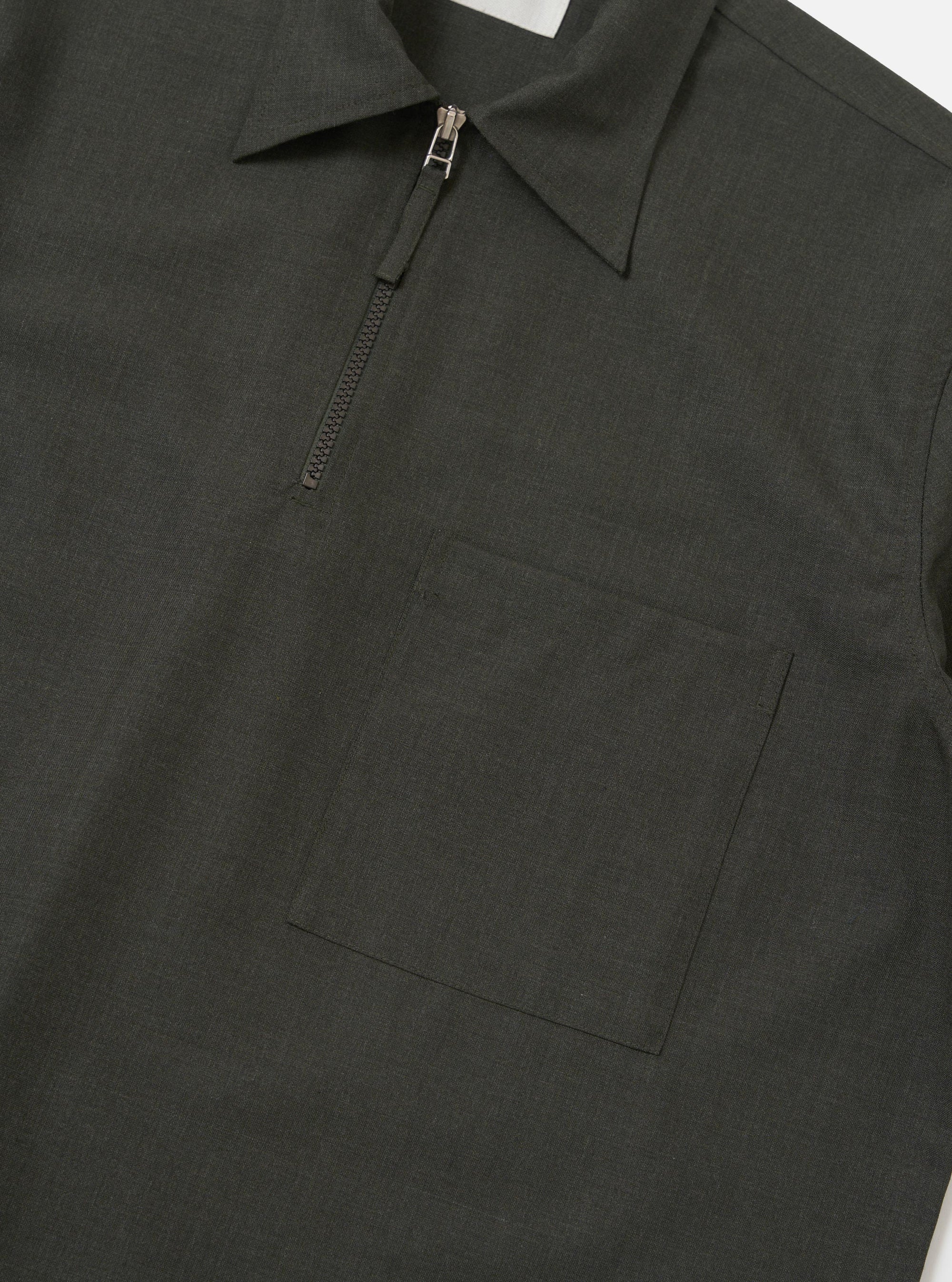 Olive Marl Tropical Suiting Ewan Shirt