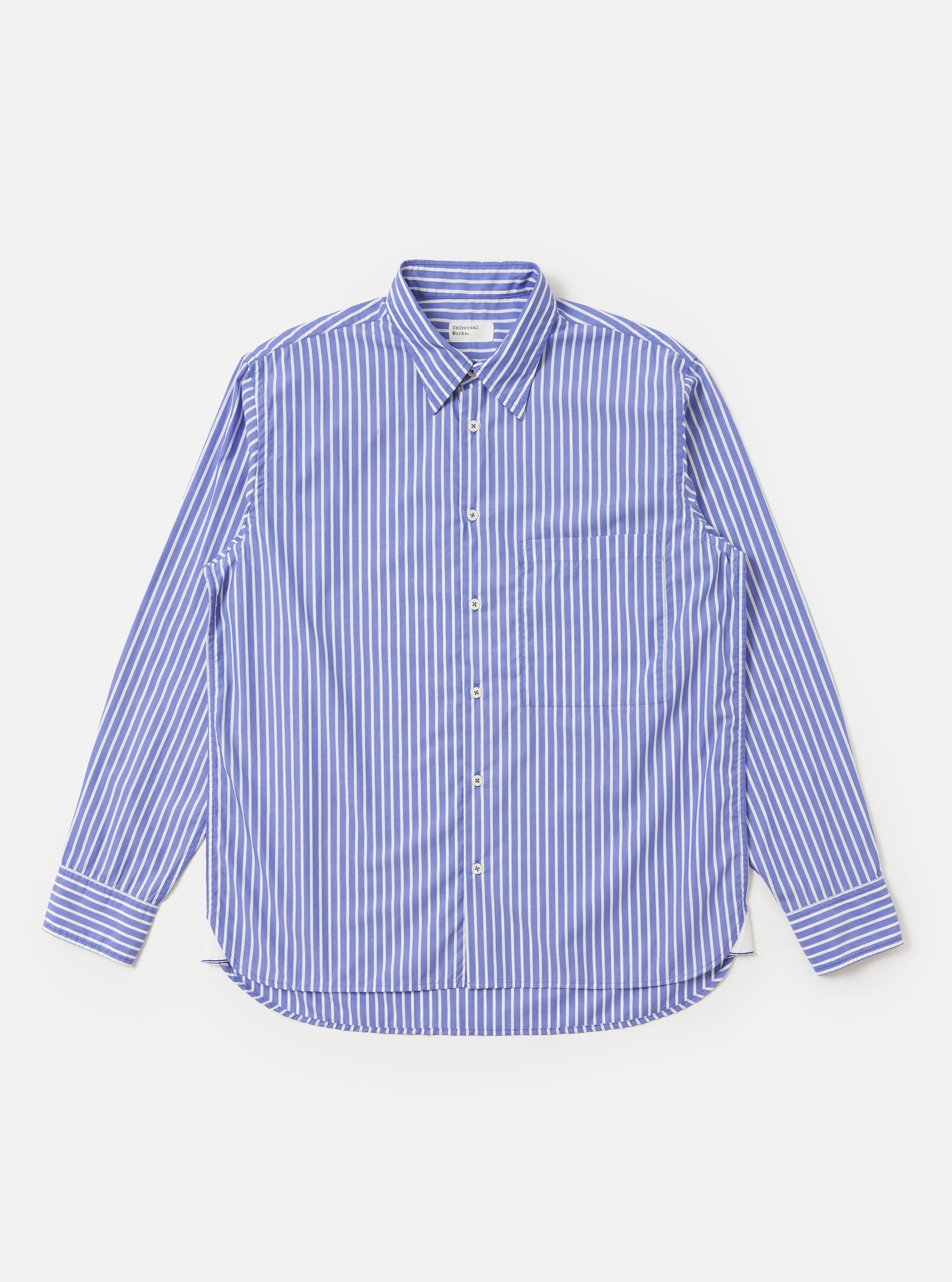 Blue/White Cotton Stripe Square Pocket Shirt