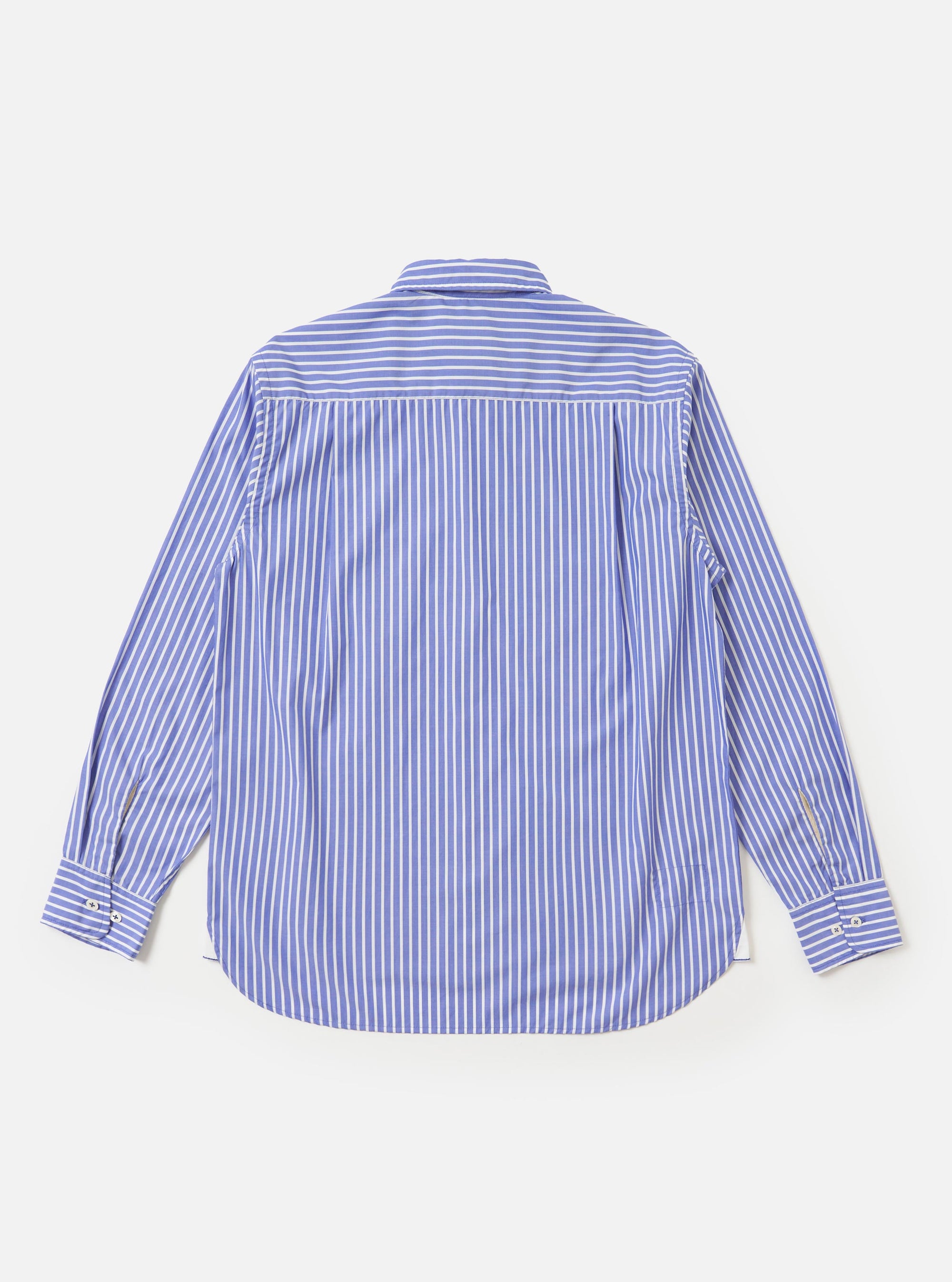 Blue/White Cotton Stripe Square Pocket Shirt
