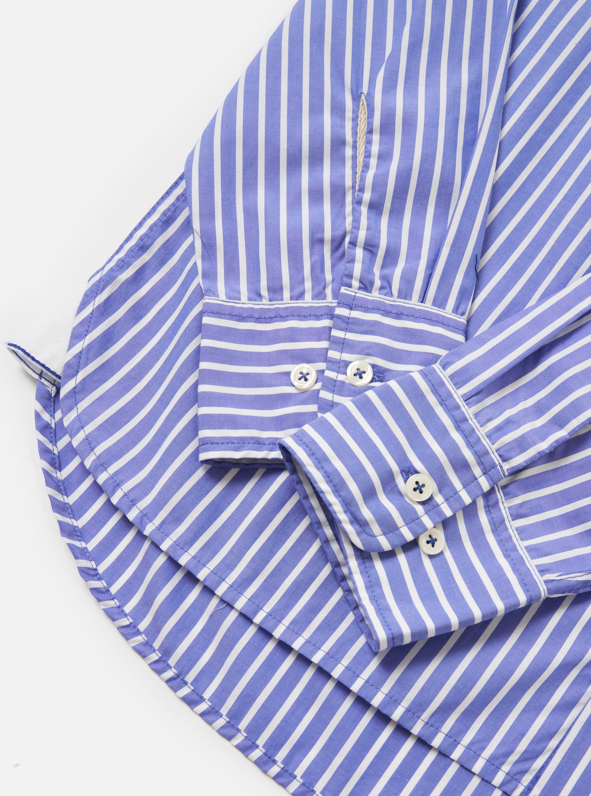 Blue/White Cotton Stripe Square Pocket Shirt