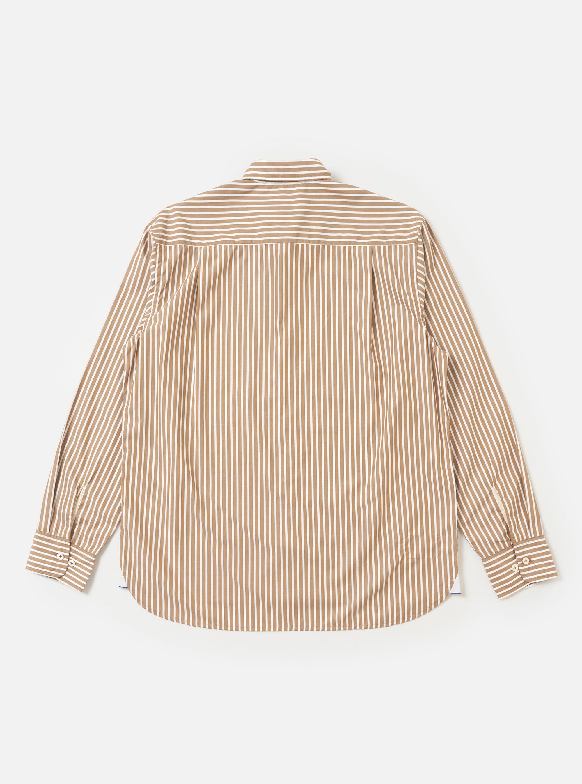 Brown/White Cotton Stripe Square Pocket Shirt
