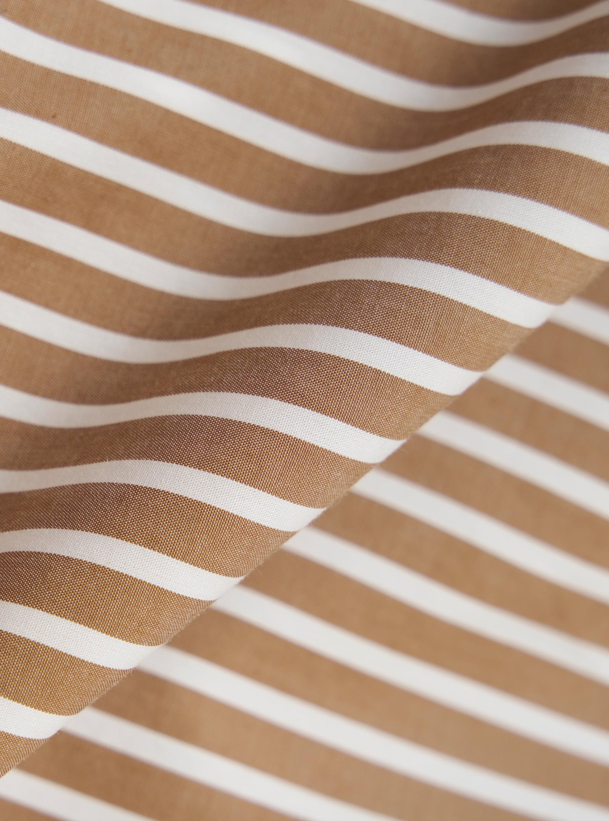 Brown/White Cotton Stripe Square Pocket Shirt