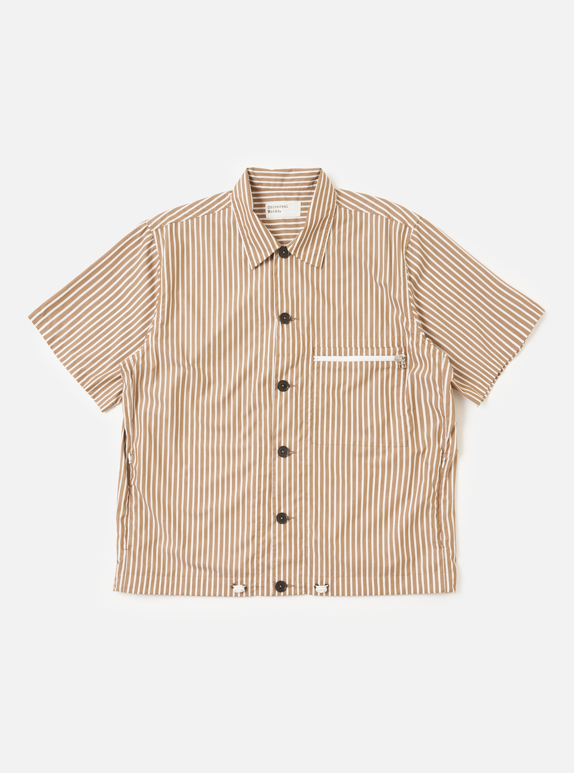 Men's Brown/White Cotton Stripe Z Tech Overshirt – Universal Works