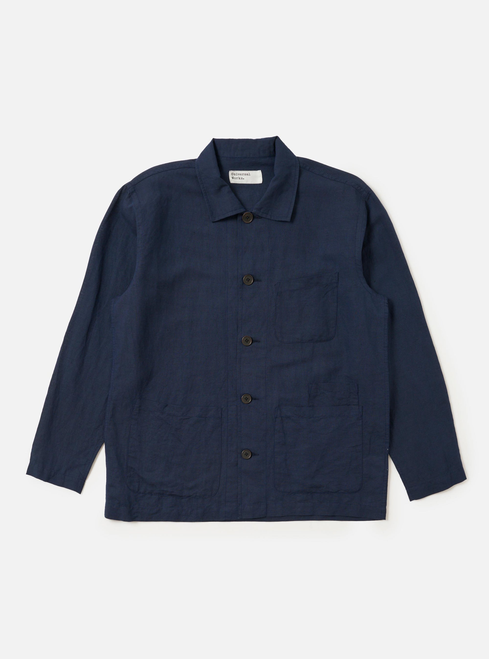 Navy Linen Cotton Shirting Bakers Overshirt