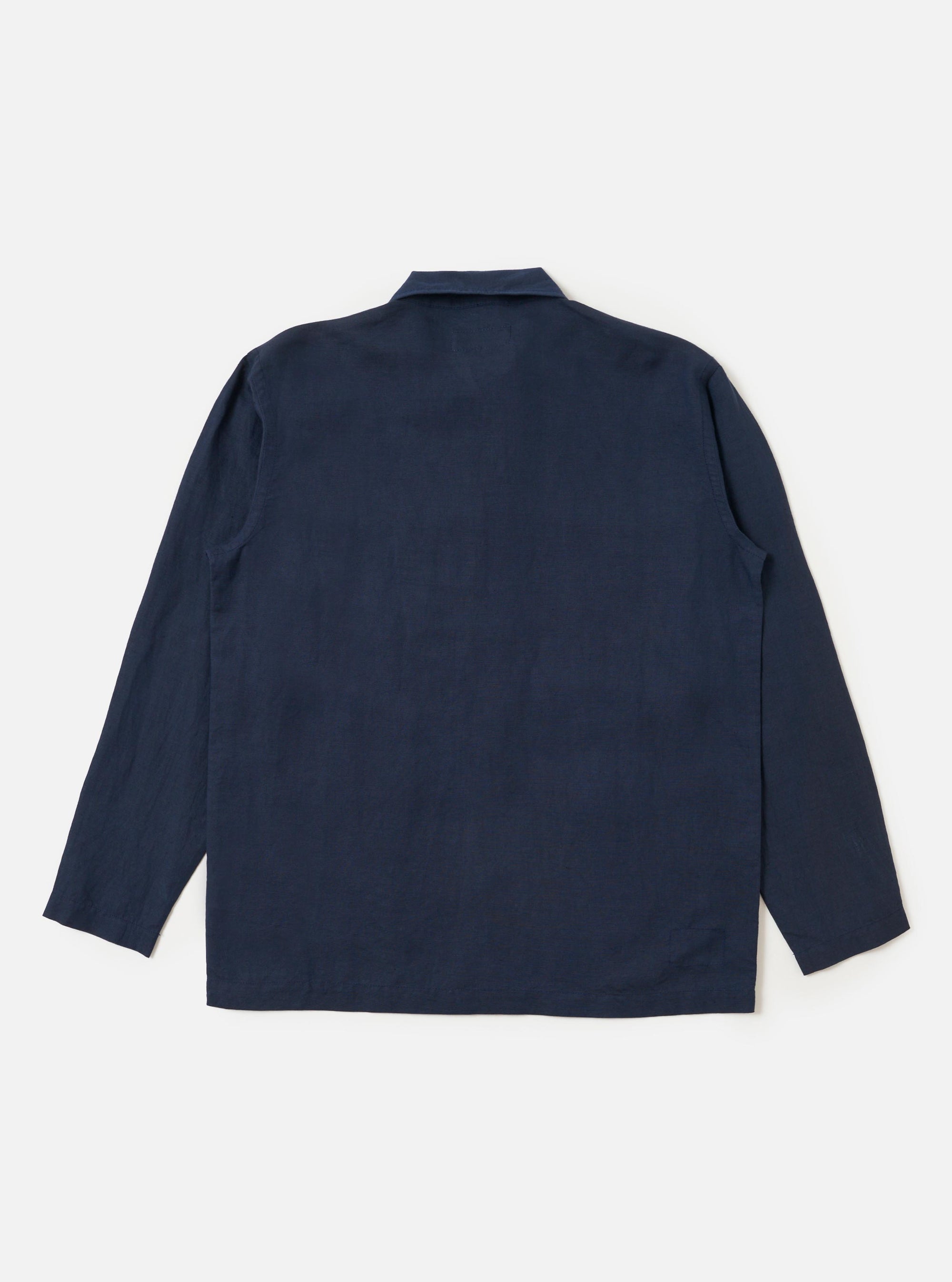 Navy Linen Cotton Shirting Bakers Overshirt