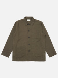 Olive Linen Cotton Shirting Bakers Overshirt