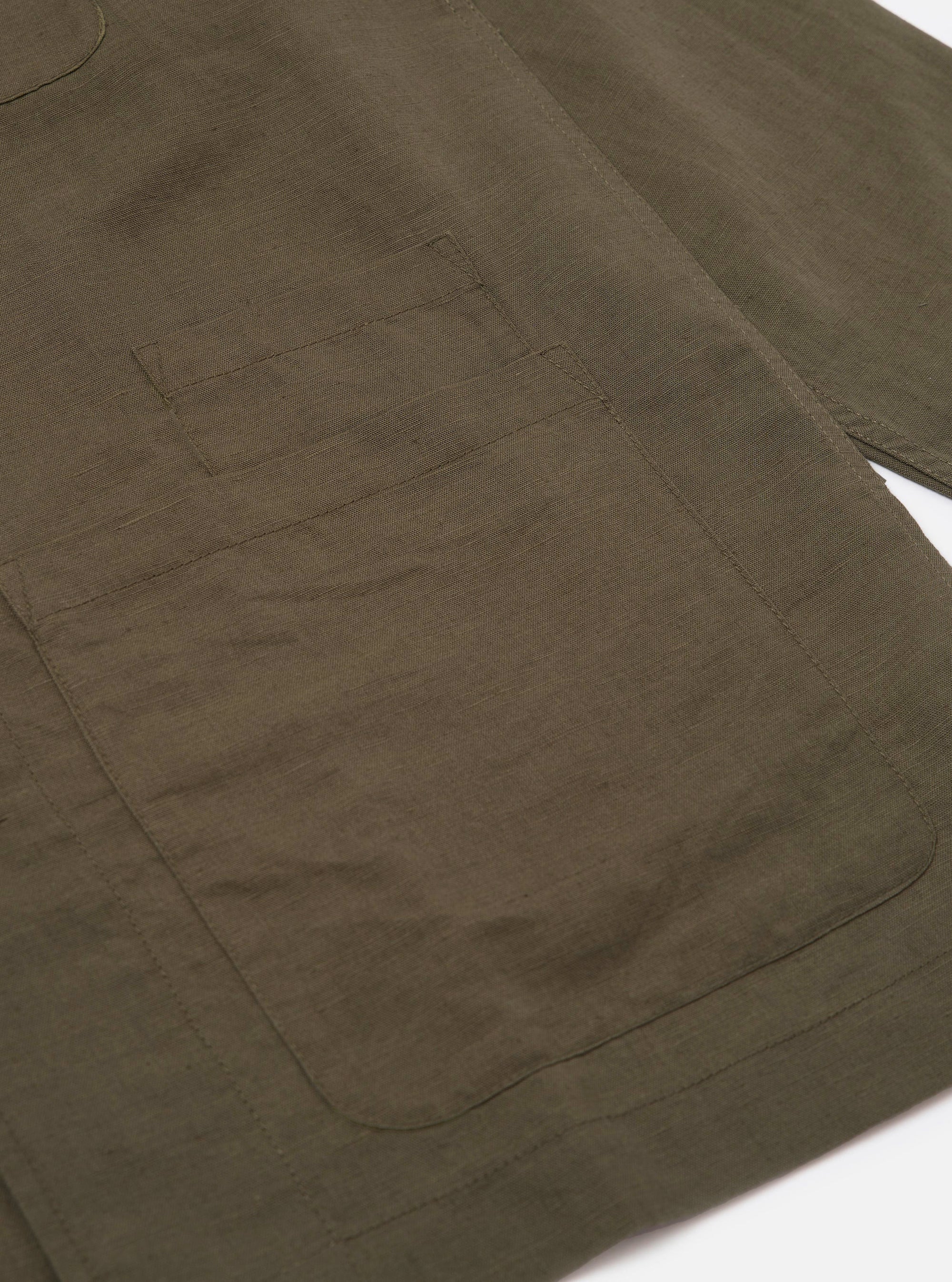 Olive Linen Cotton Shirting Bakers Overshirt