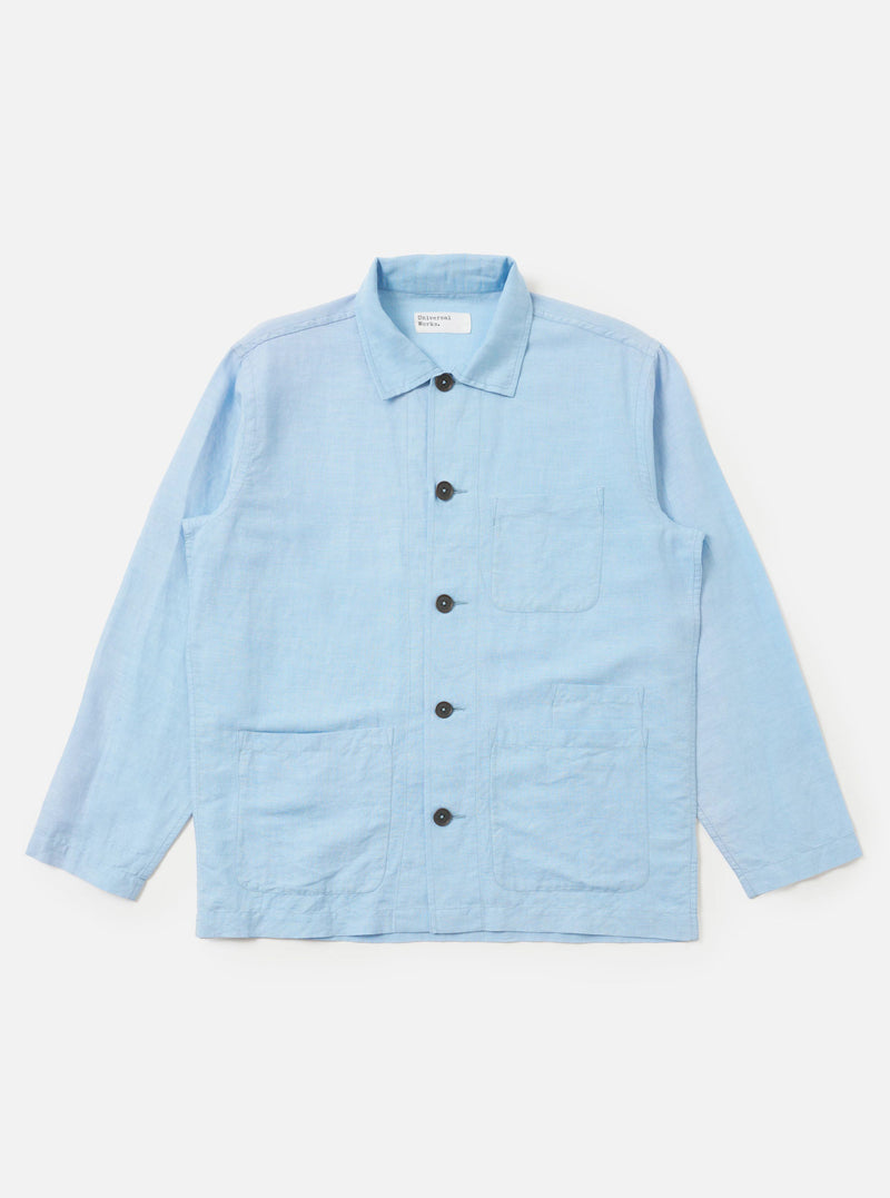 Pale Blue Linen Cotton Shirting Bakers Overshirt