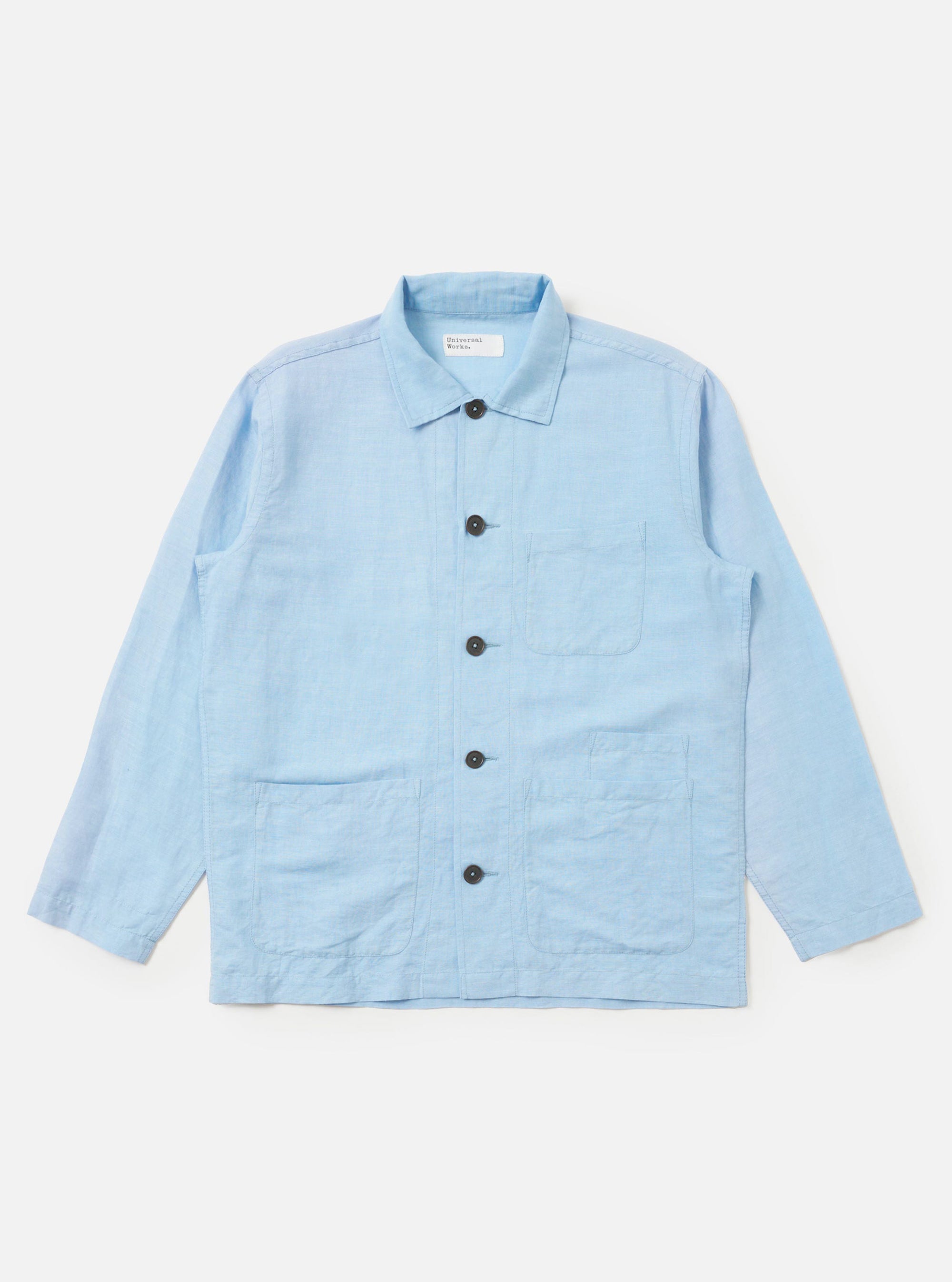 Pale Blue Linen Cotton Shirting Bakers Overshirt