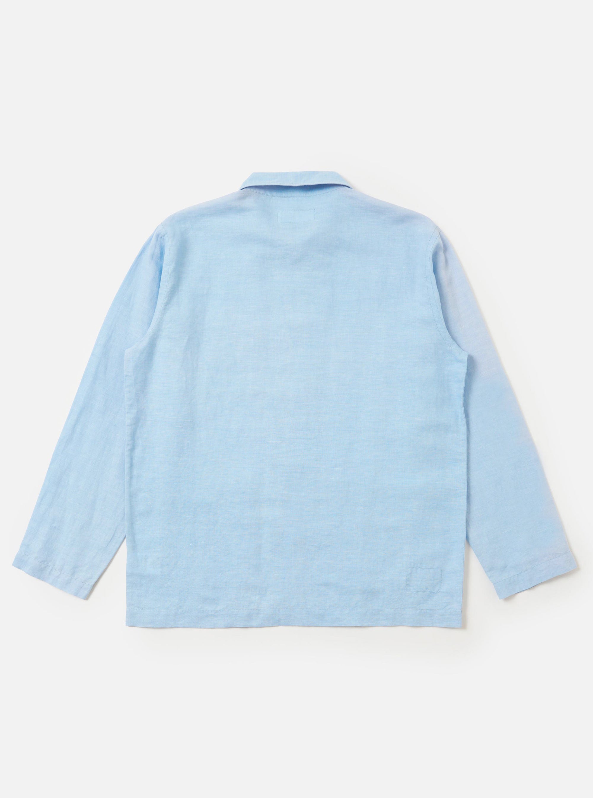 Pale Blue Linen Cotton Shirting Bakers Overshirt