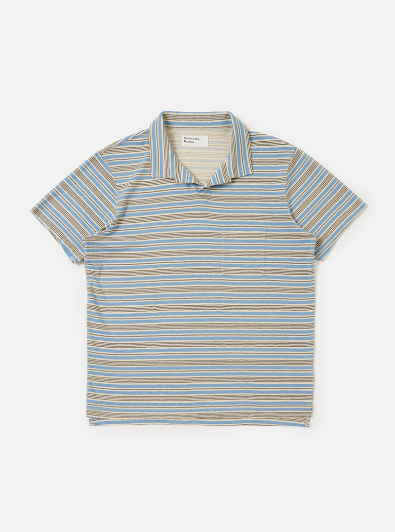 Pale Blue OS Stripe Jersey Vacation Polo