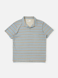 Pale Blue OS Stripe Jersey Vacation Polo