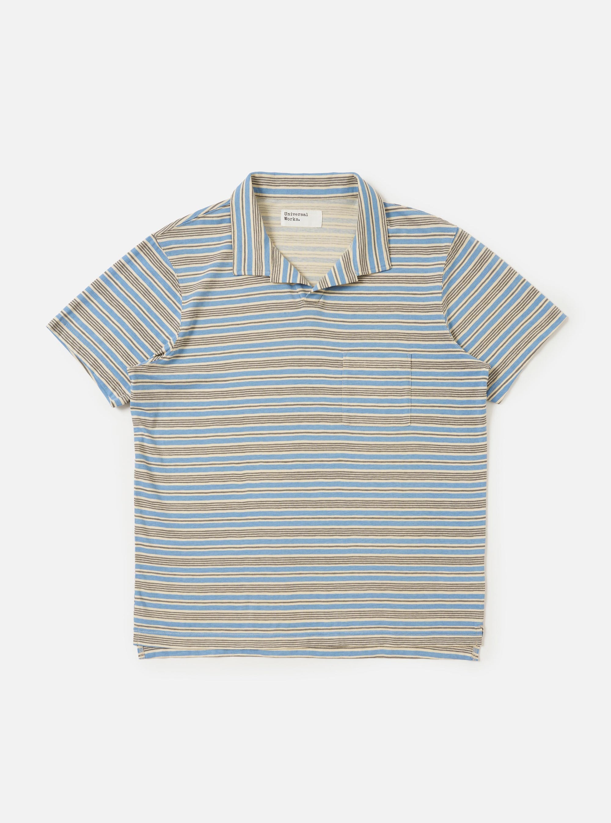 Pale Blue OS Stripe Jersey Vacation Polo