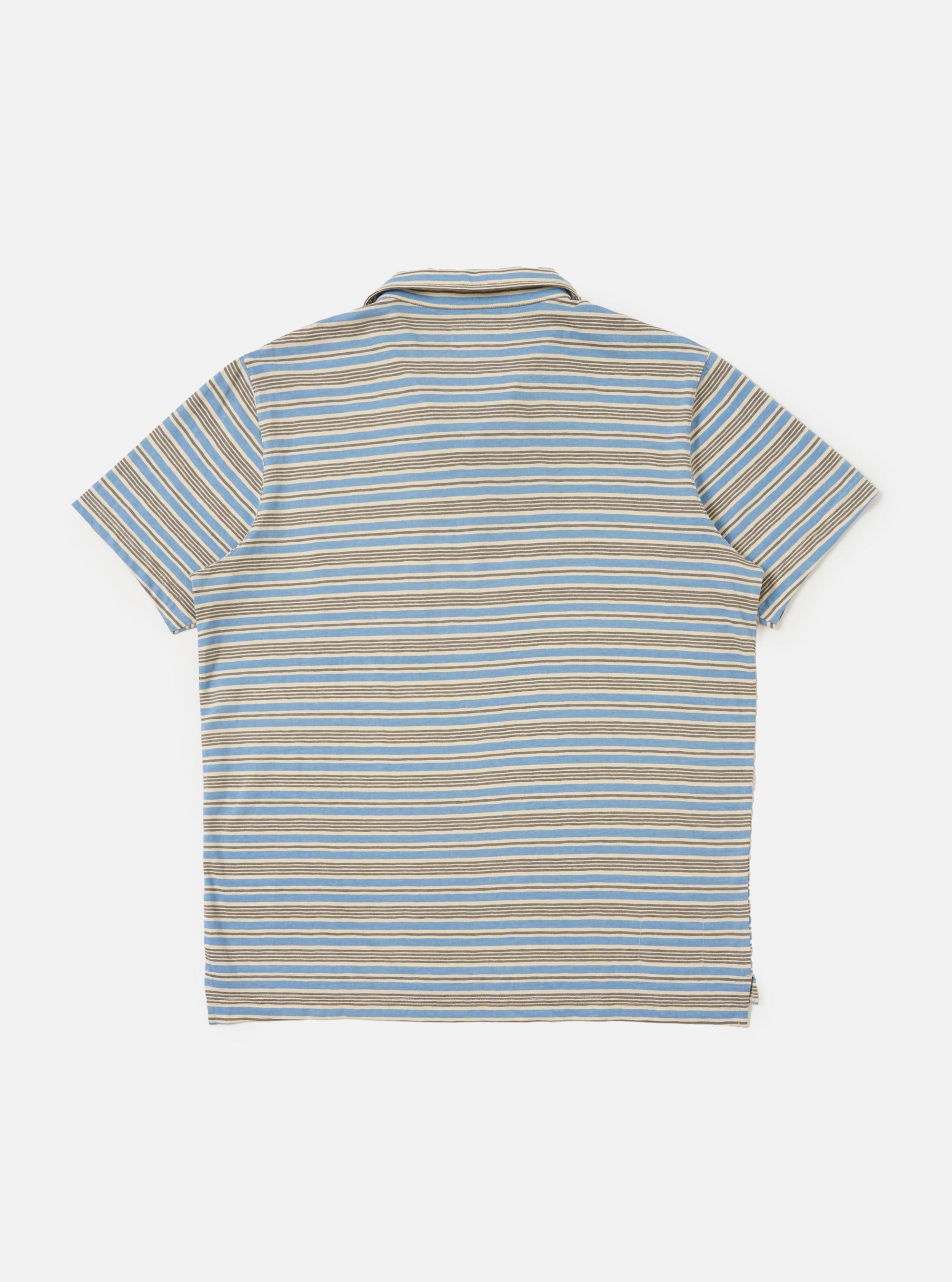 Pale Blue OS Stripe Jersey Vacation Polo