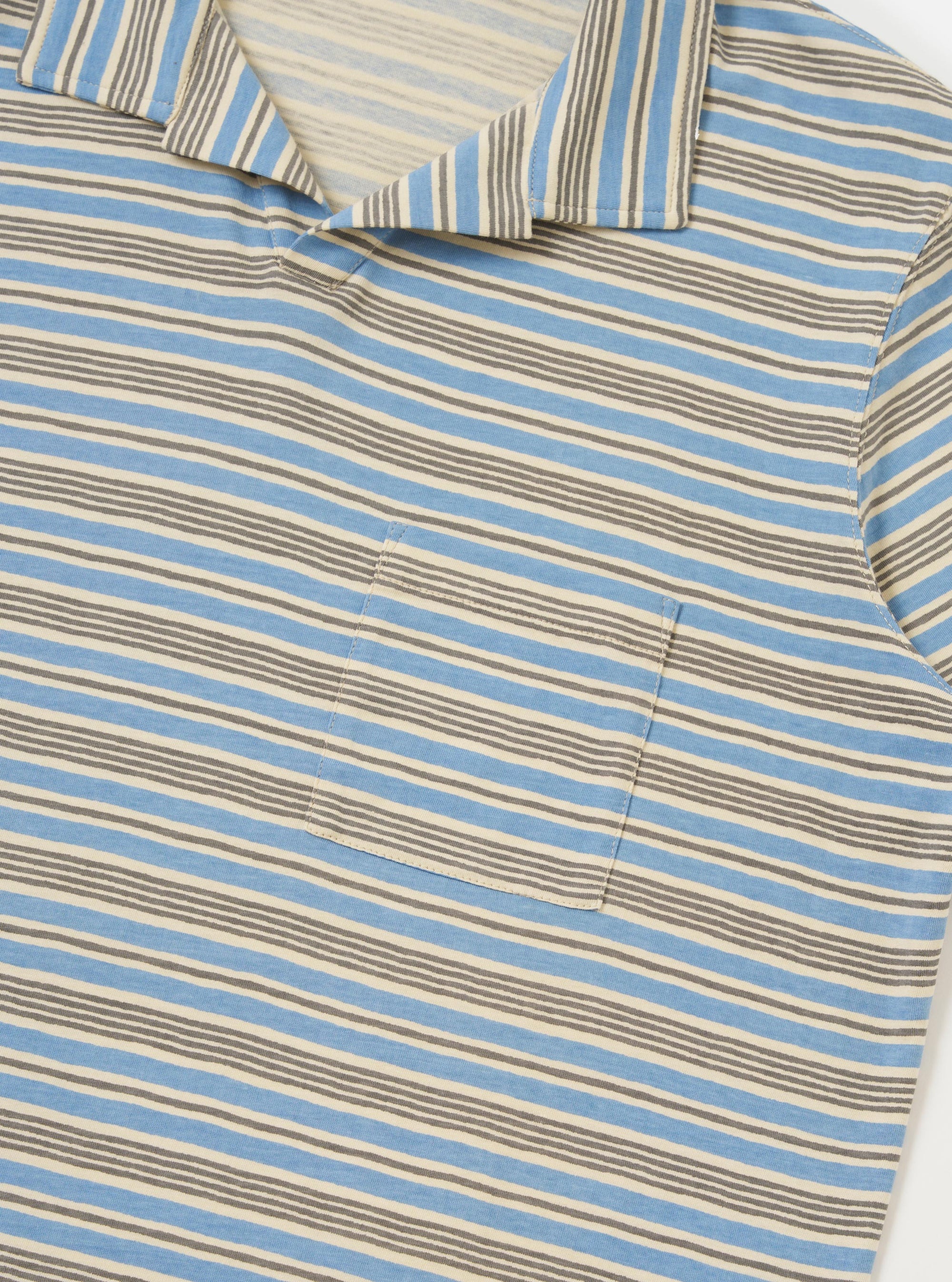 Pale Blue OS Stripe Jersey Vacation Polo