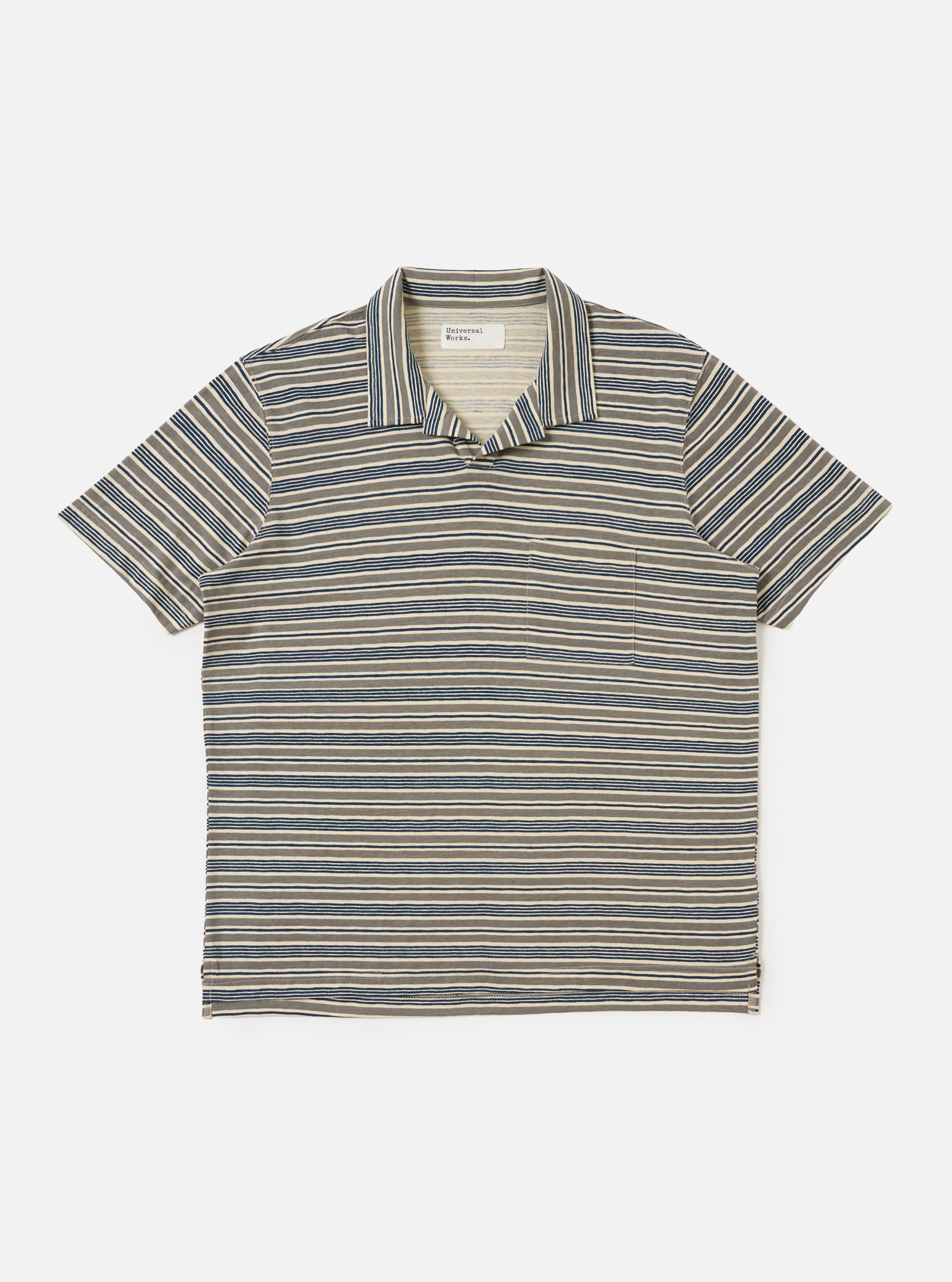 Men's Grey OS Stripe Jersey Vacation Polo – Universal Works