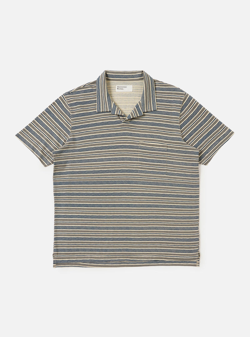 Grey OS Stripe Jersey Vacation Polo