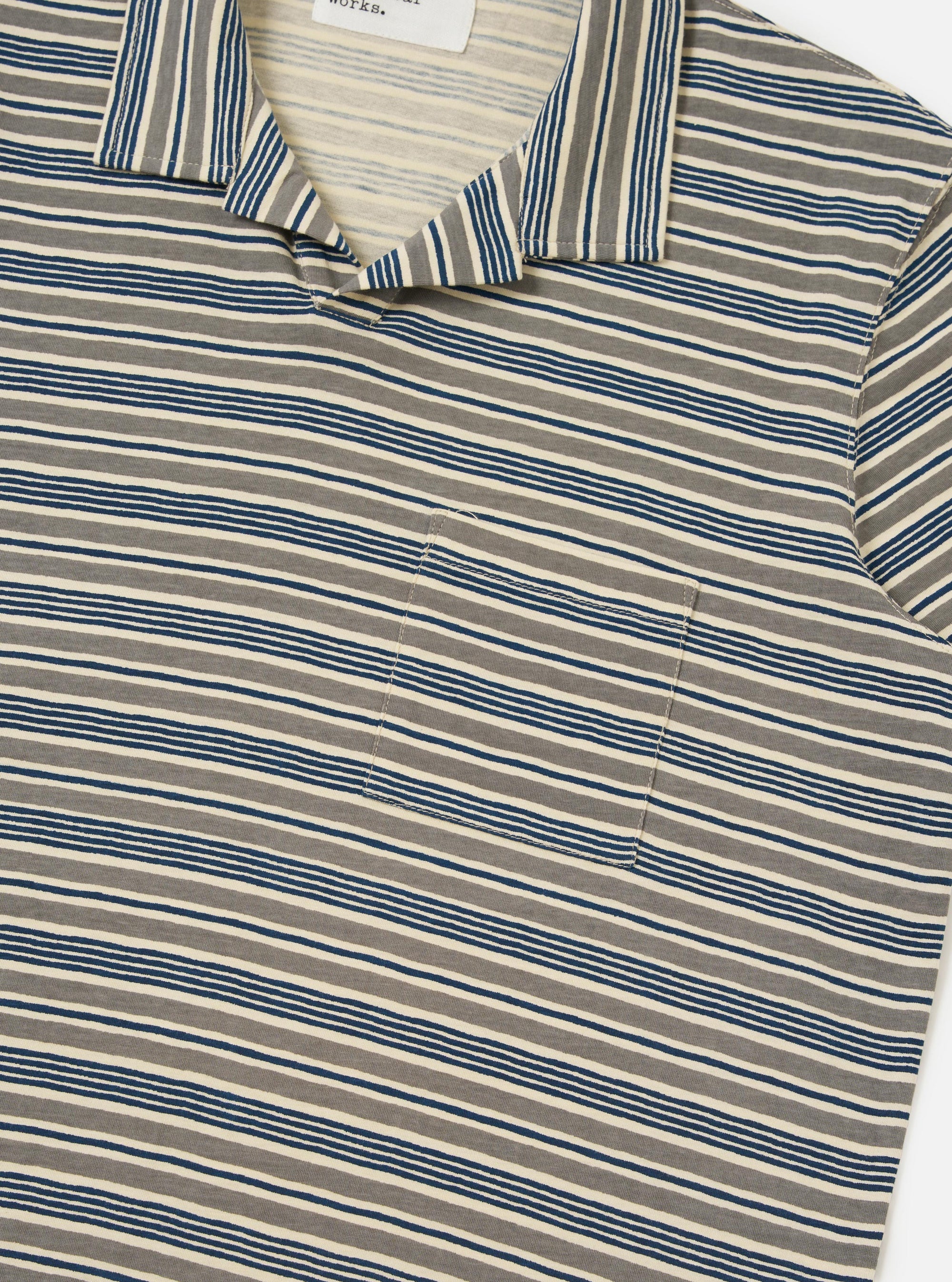 Grey OS Stripe Jersey Vacation Polo