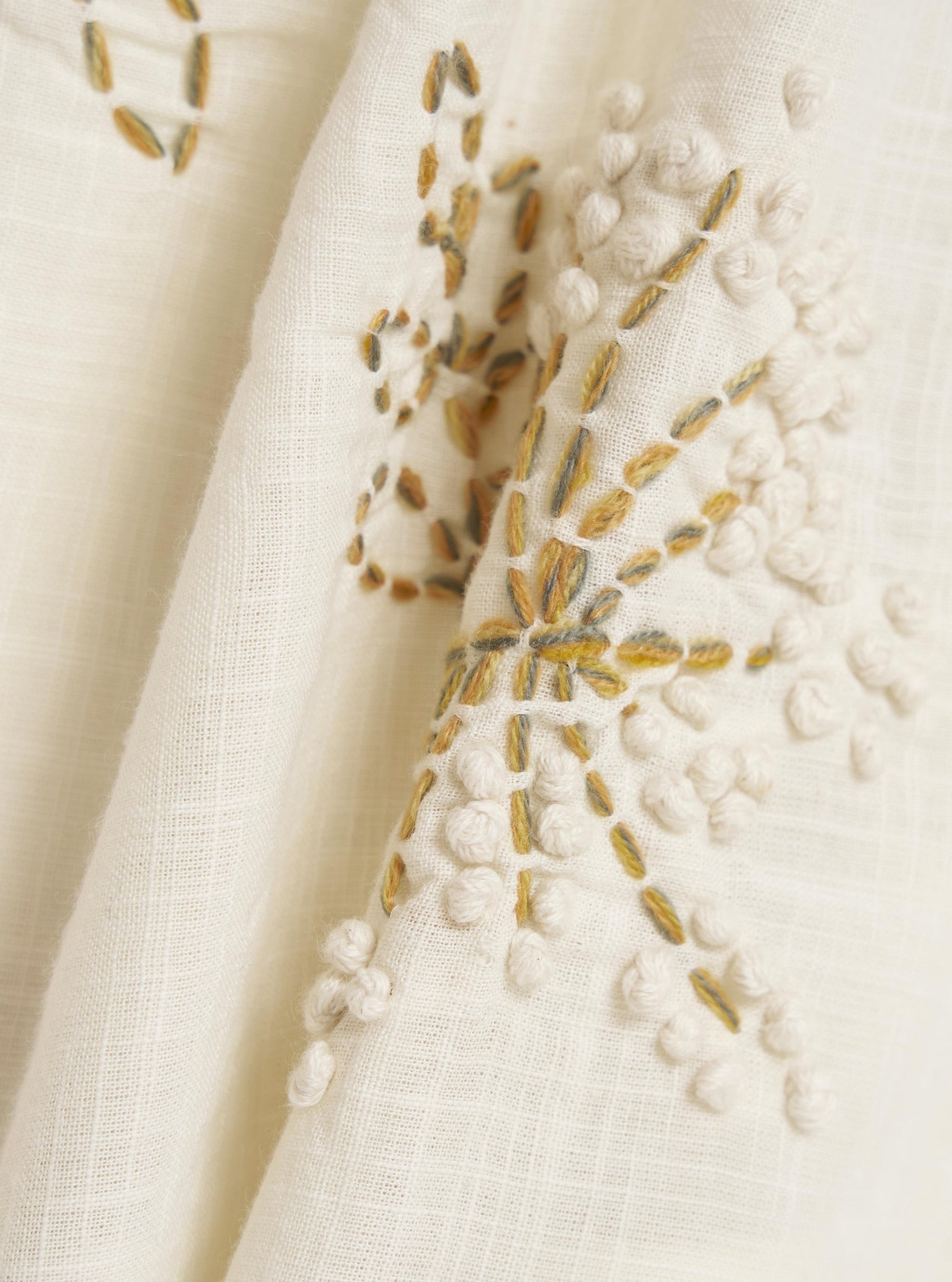 Ecru Hand Embroidered Cotton Road Shirt