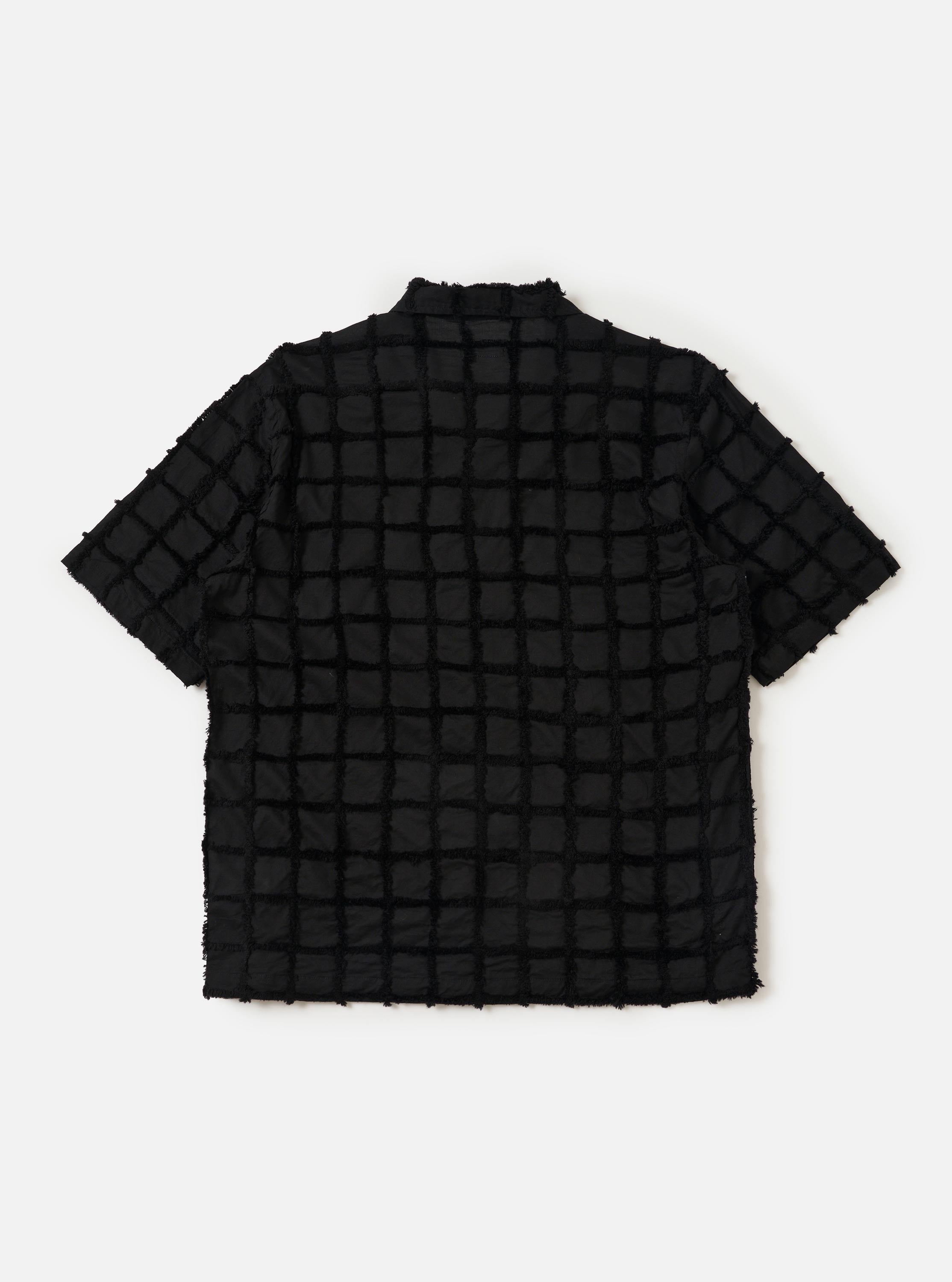Men's Black 3D Check Road Camp Collar Shirt – Universal Works