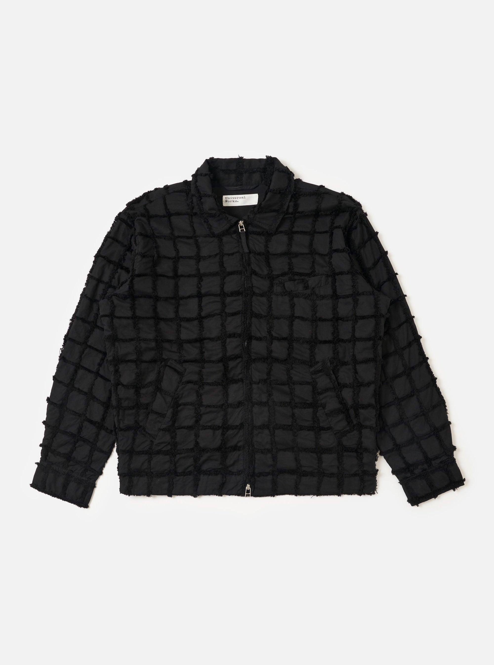 Black 3D Check Windcheater Jacket