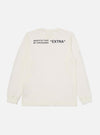 Back view of the Paraboot x Universal Works Ecru Single Jersey Long Sleeve Tee on a white background. The shirt is ecru with black text on the upper back.